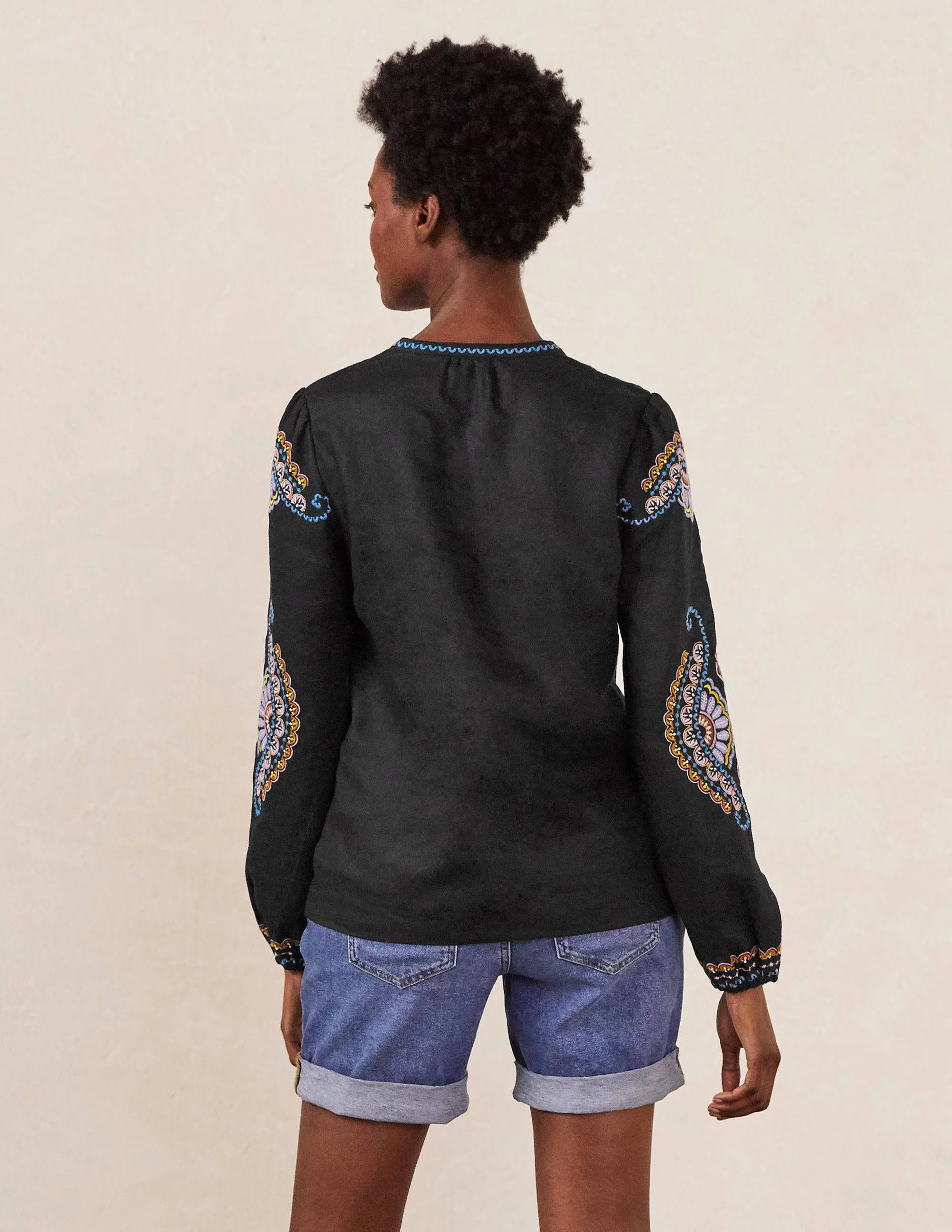 Eden Embroidered Top-Black - Image 2