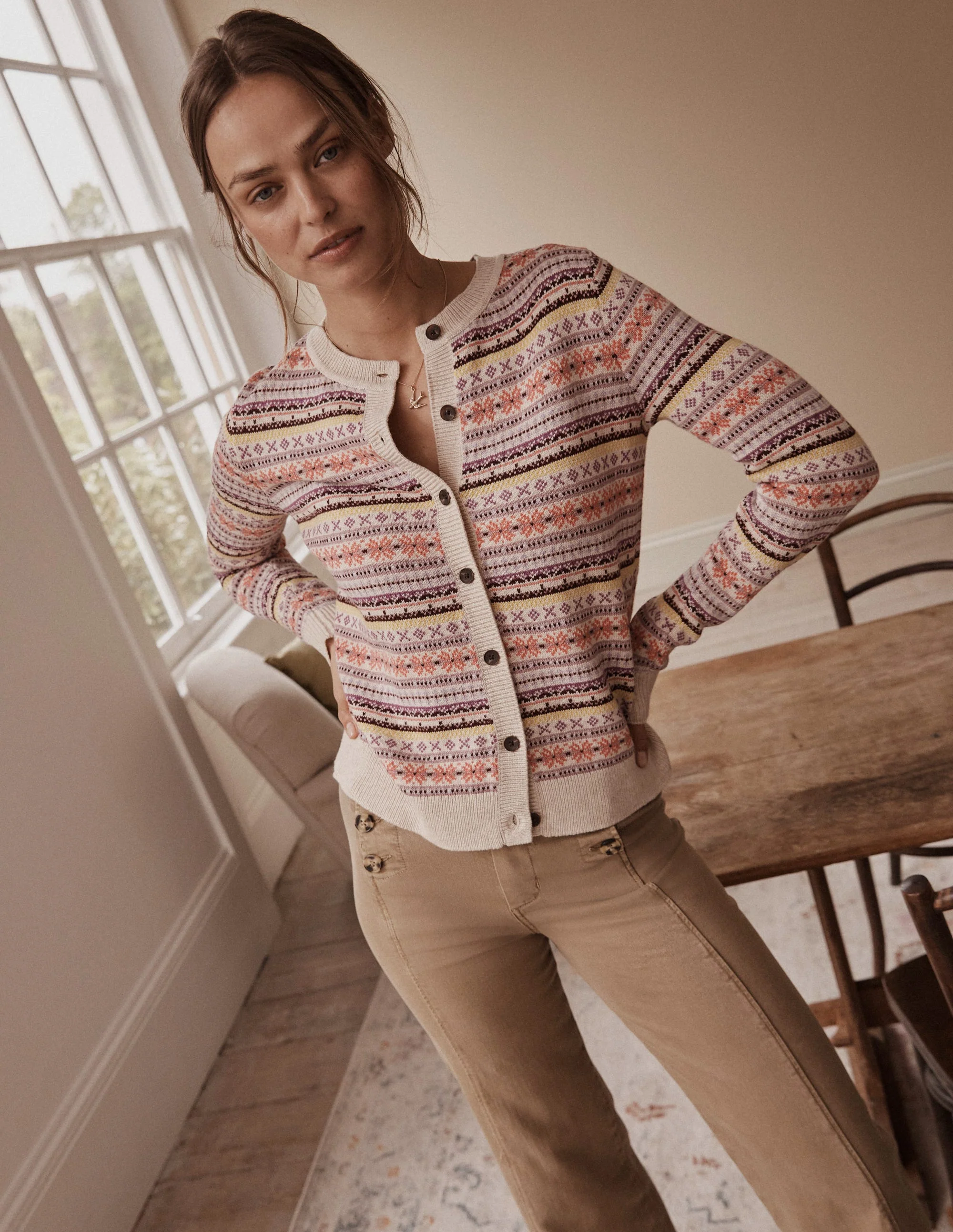 Edie Fair Isle Cardigan-Chalky Pink Fair Isle - Image 6
