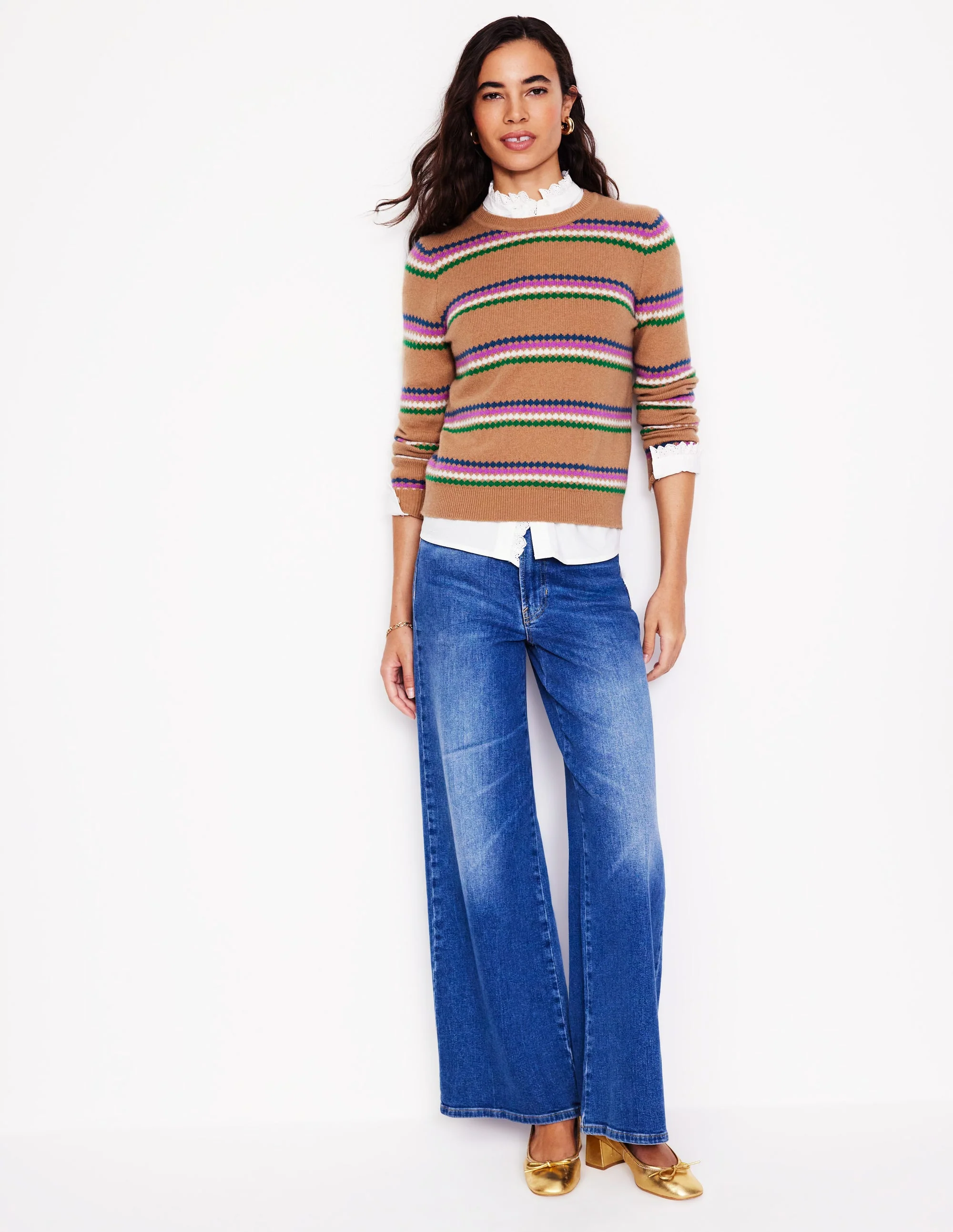 Edie Fair Isle Jumper-Camel Diamond - Image 4