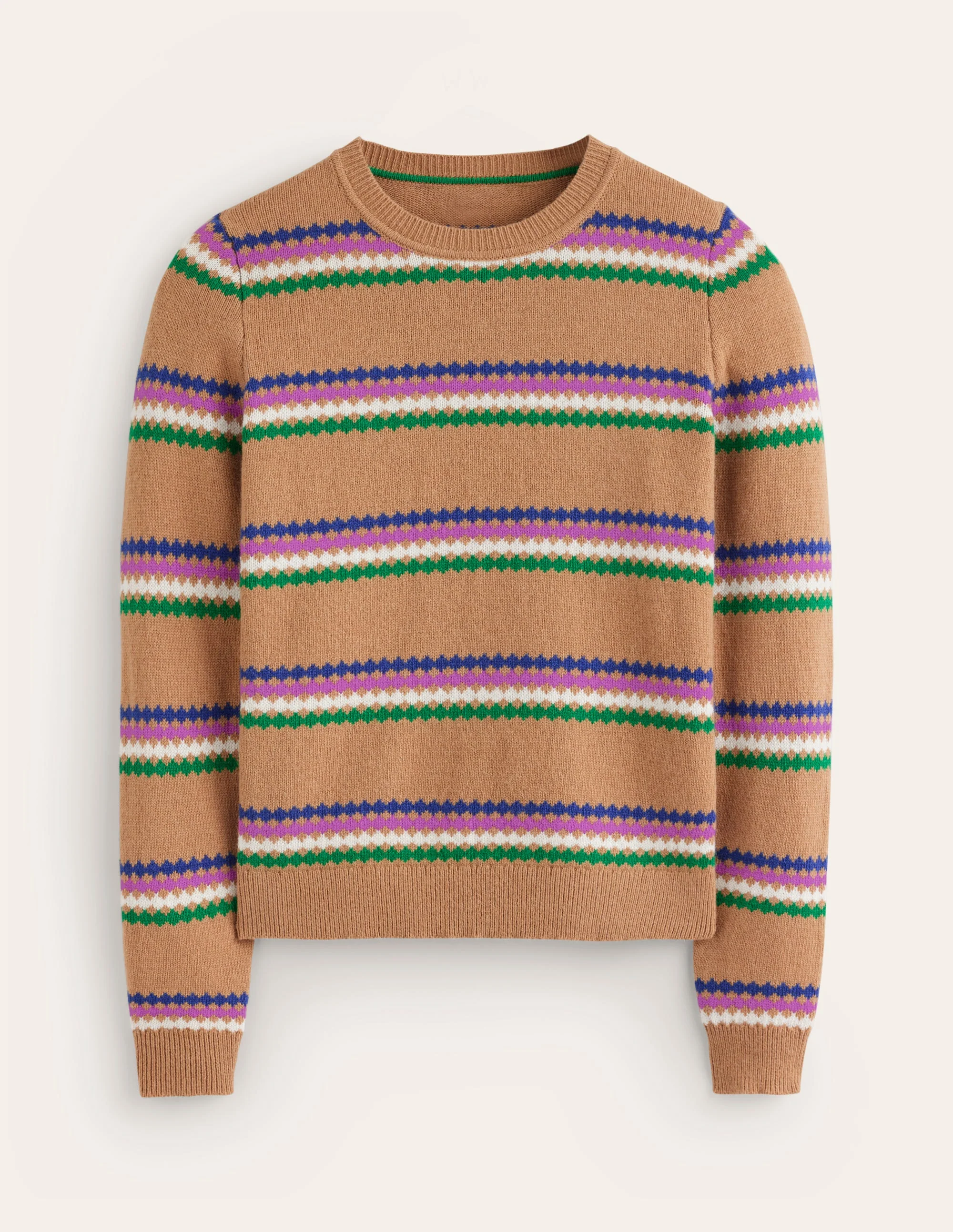 Edie Fair Isle Jumper-Camel Diamond - Image 8