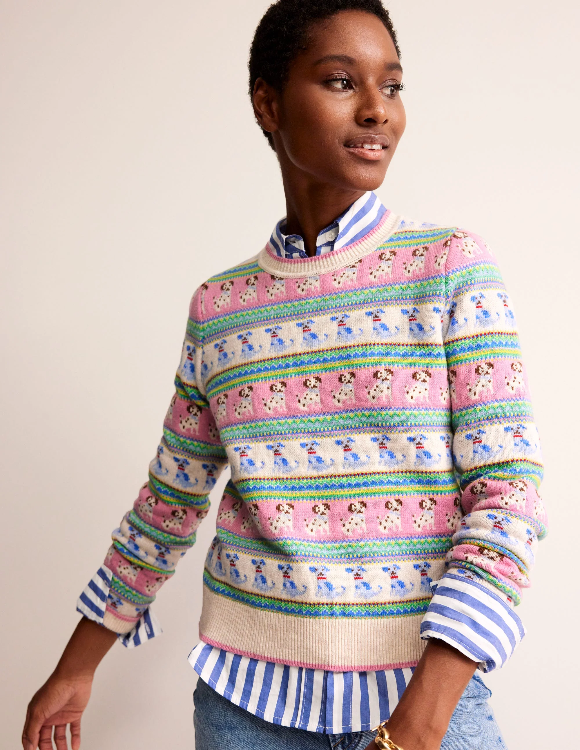 Edie Fair Isle Jumper-Warm Ivory Dog Fair Isle - Image 4