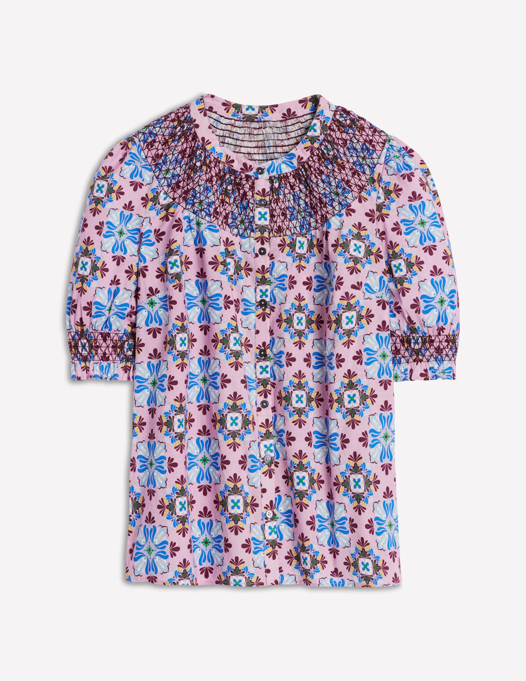 Effie Short Sleeve Top-Formica Pink, Bloom Mosaic - Image 6