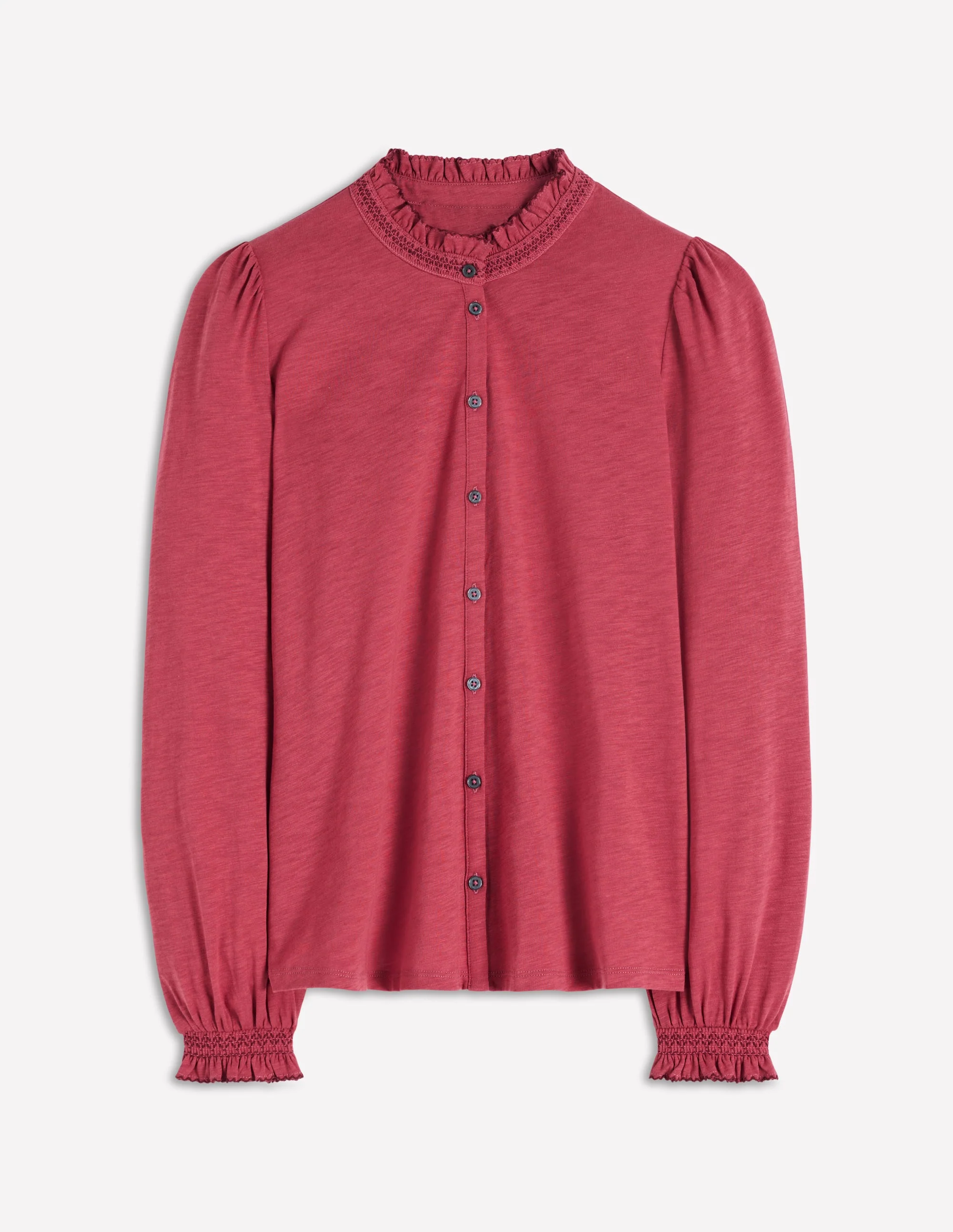 Effie Smocked Detail Shirt-Terracotta Red - Image 5