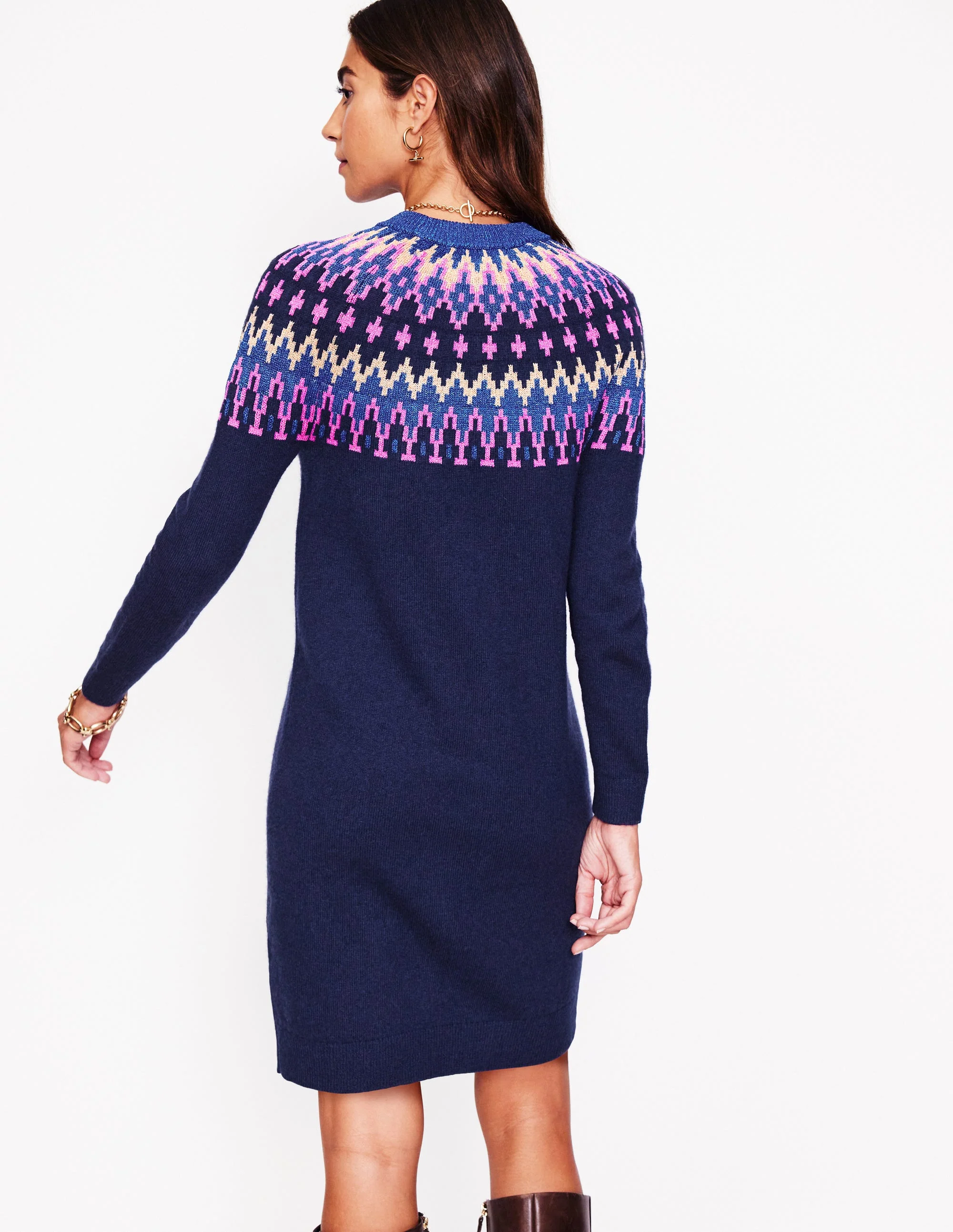 Eleanor Fair Isle Dress-Navy, Sparkle Fair Isle - Image 3