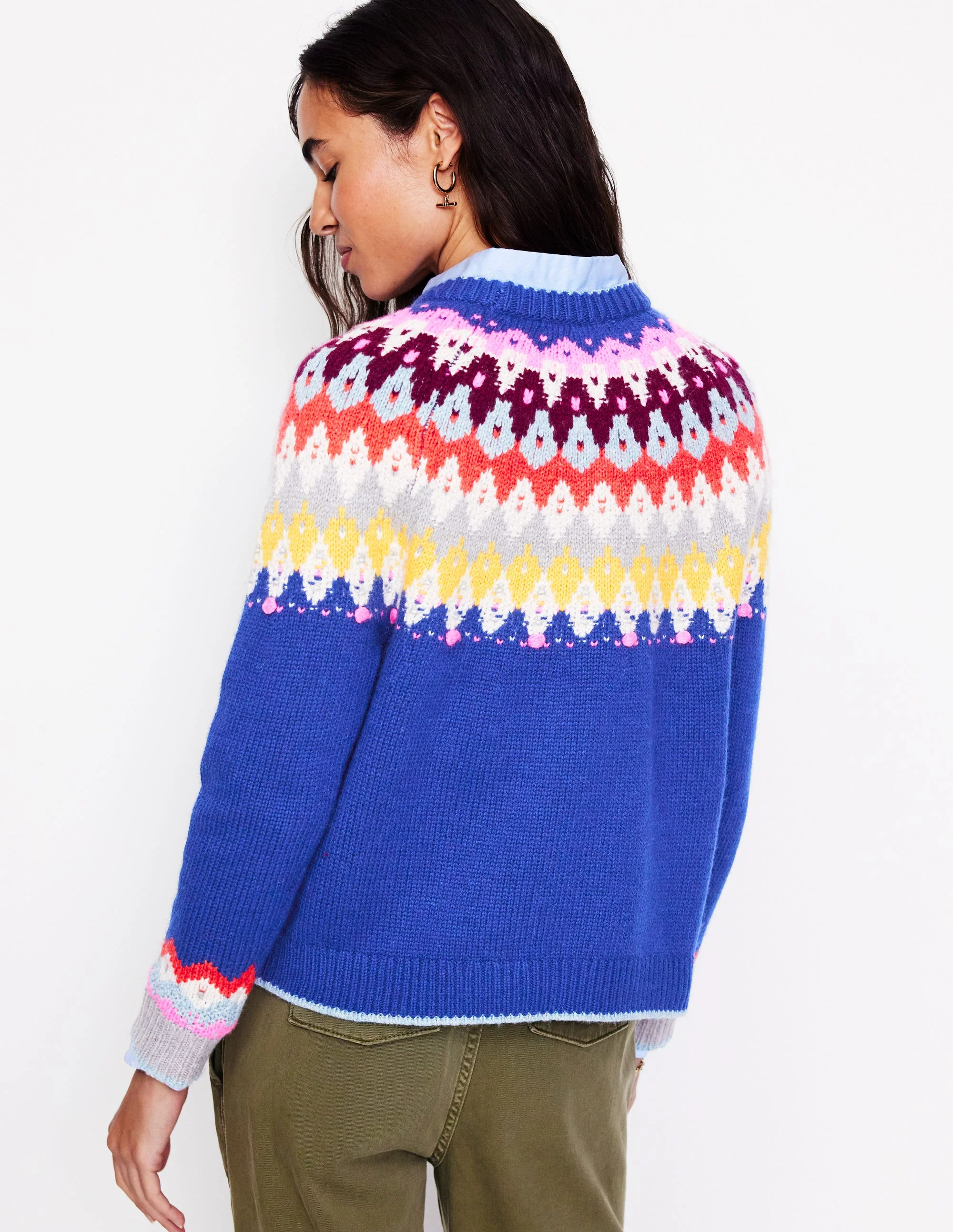 Eleanor Fair Isle Jumper-Sapphire Blue Fair Isle - Image 4