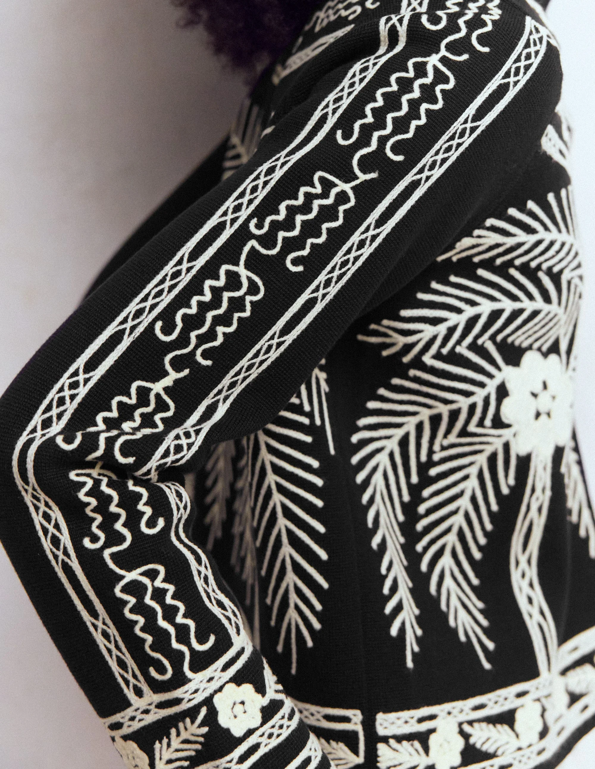 Elena Stand Neck Jacket-Black Embroidery - Image 2