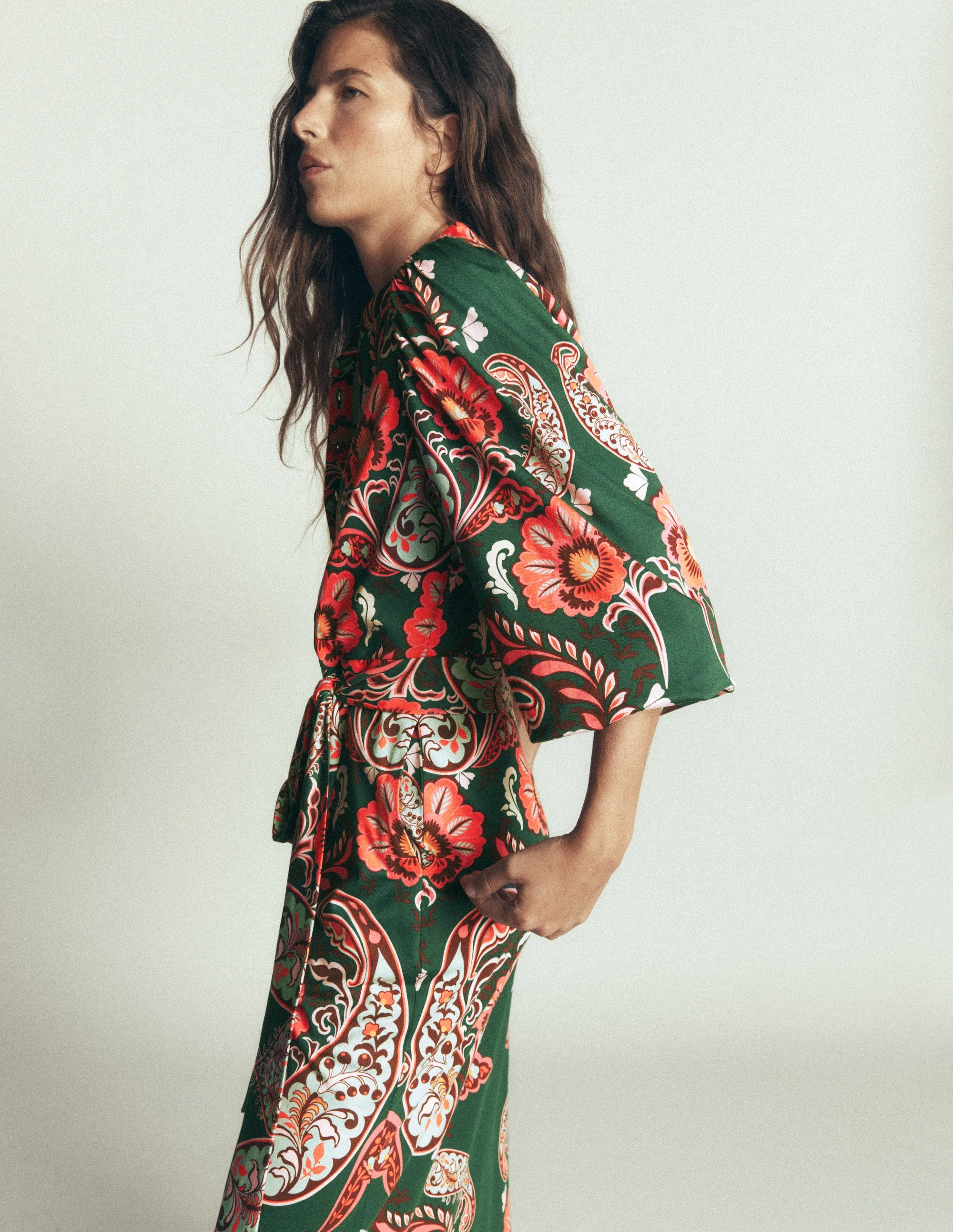 Eli Belted Jersey Midi Dress-Hunter Green, Bohemia Dream - Image 6