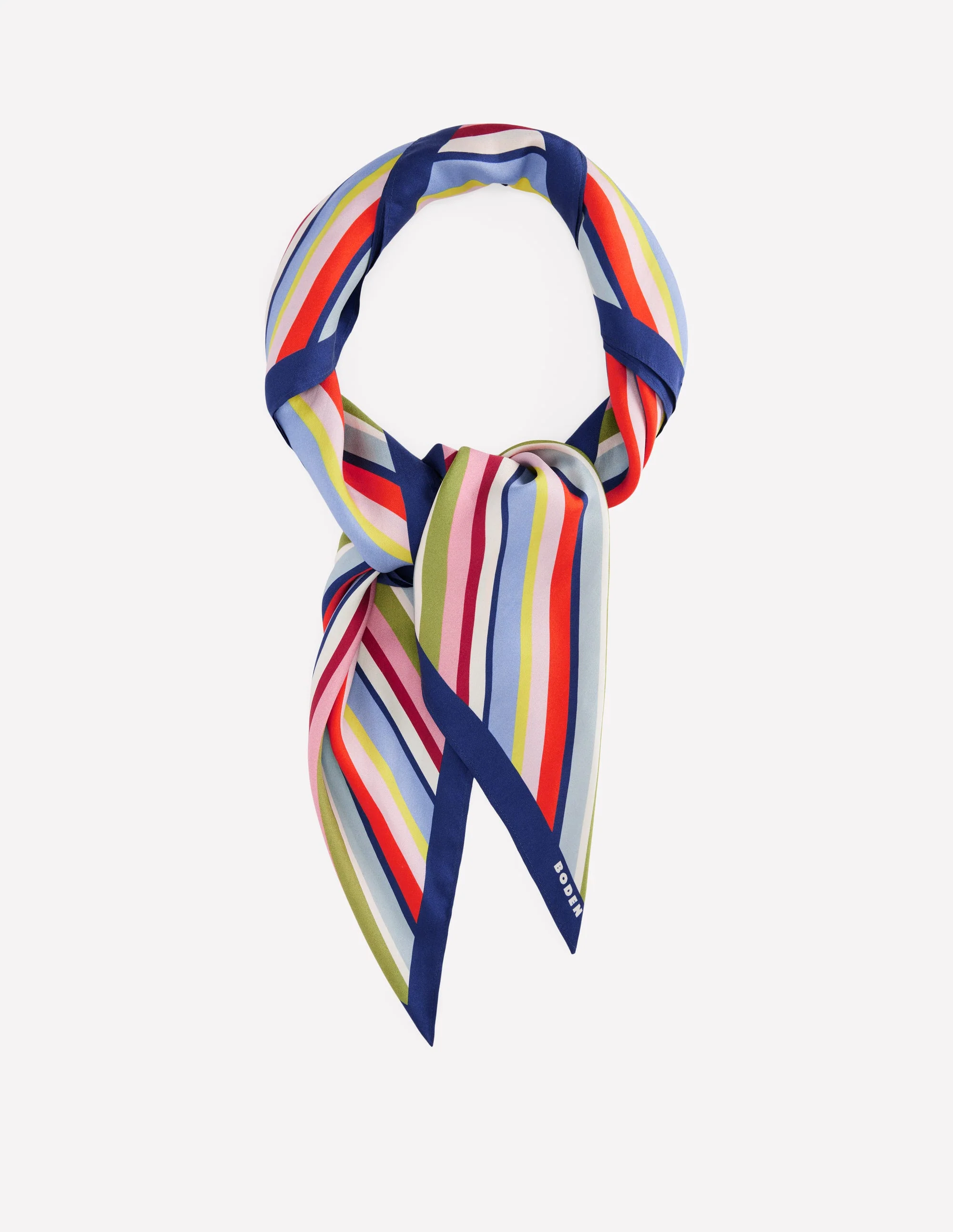 Elisabeth Large Silk Scarf-Multi, Diagonal Rainbow Stripe