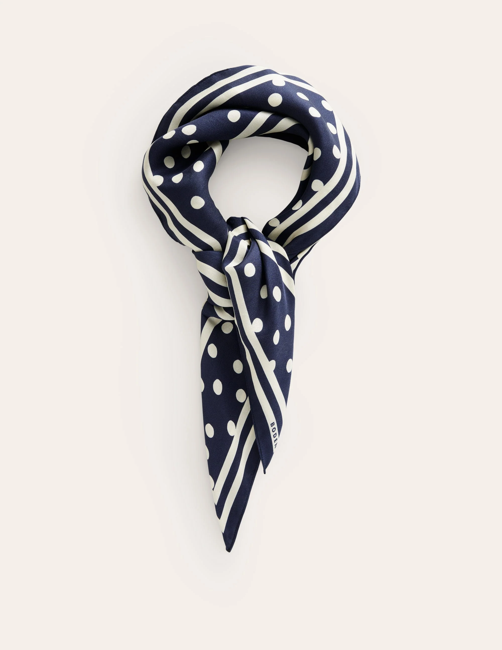 Elisabeth Silk Square Scarf-Navy Spot - Image 2