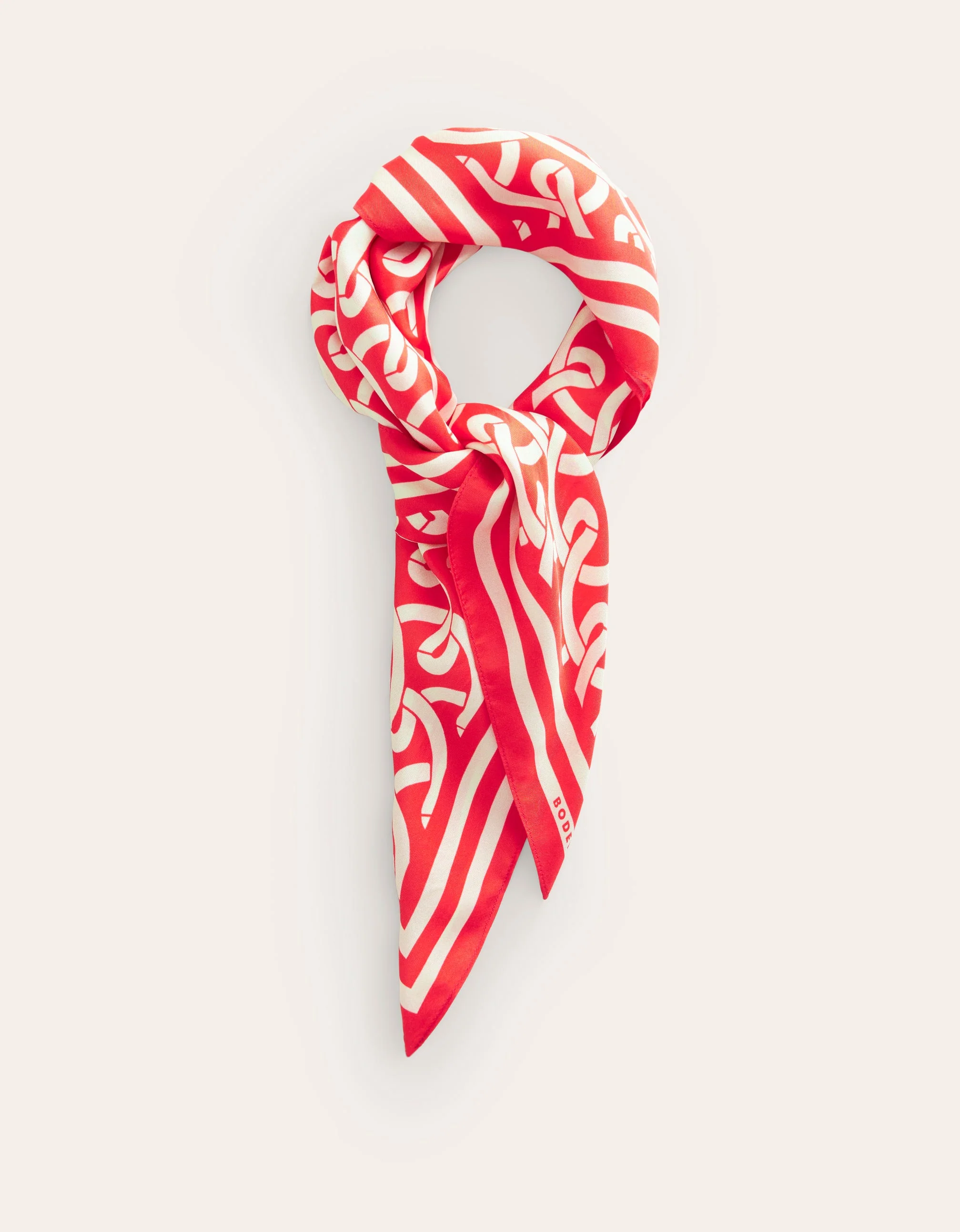 Elisabeth Silk Square Scarf-Red Geo - Image 2