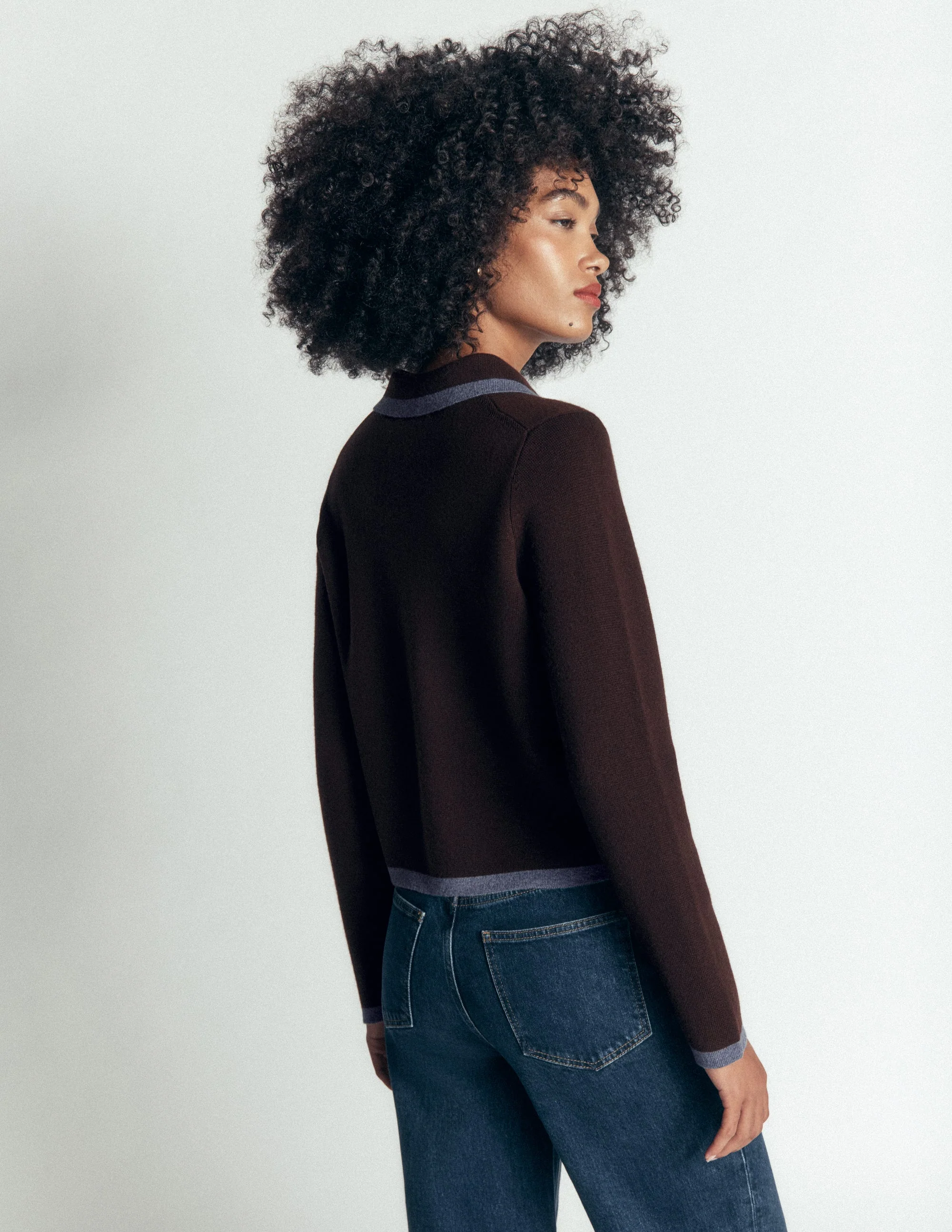 Elizabeth Bow Knitted Jacket-Bitter Chocolate - Image 3