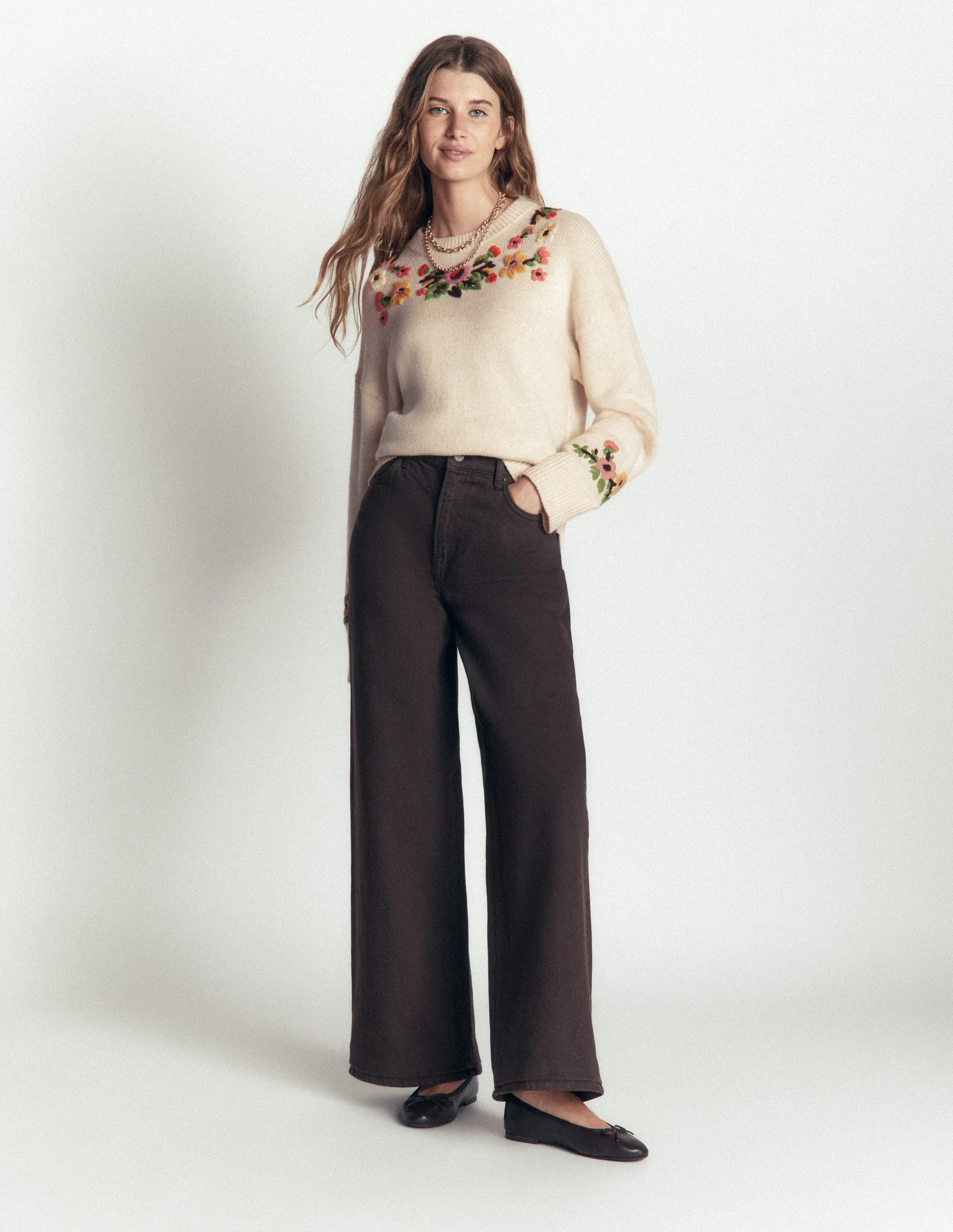 Ella Embroidered Knit Jumper-Ivory Embroidery - Image 6