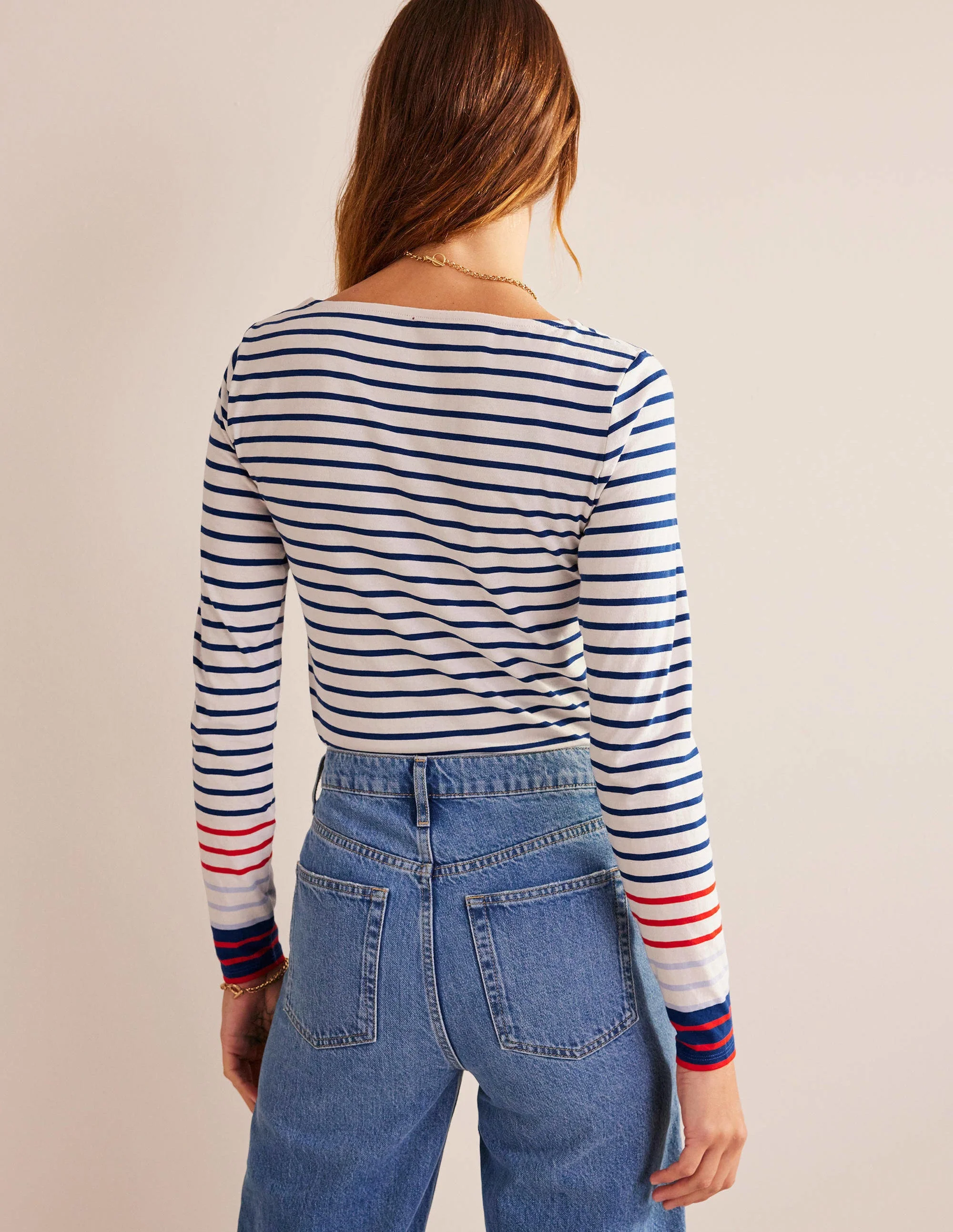 Ella Long Sleeve Breton-Blue and Red Multistripe - Image 3
