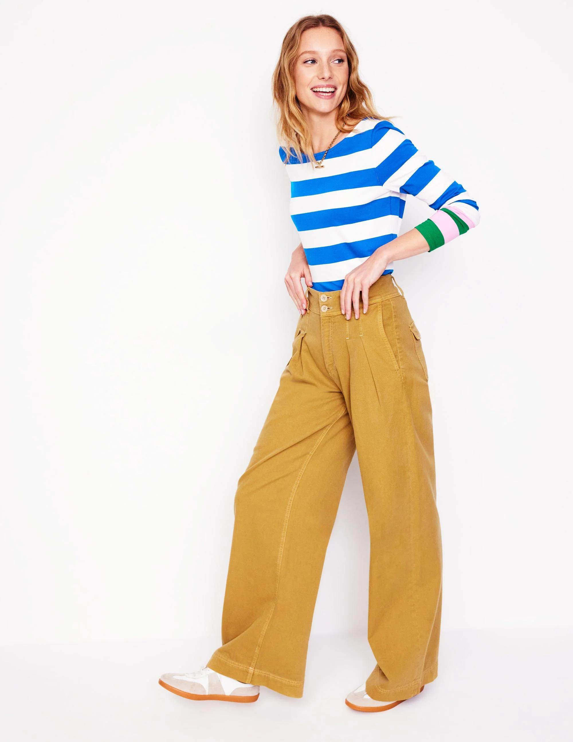 Ella Long Sleeve Breton-Gallery Blue, Emerald Cuff - Image 4