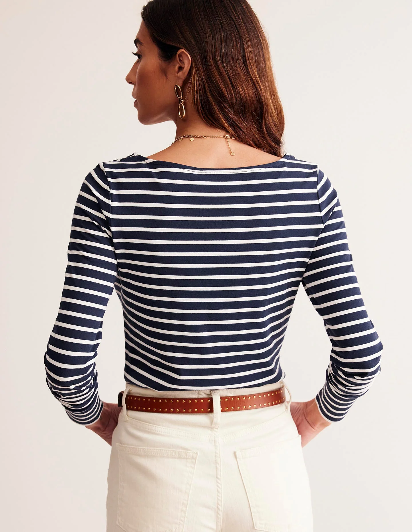 Ella Long Sleeve Breton-Navy, Ivory - Image 3