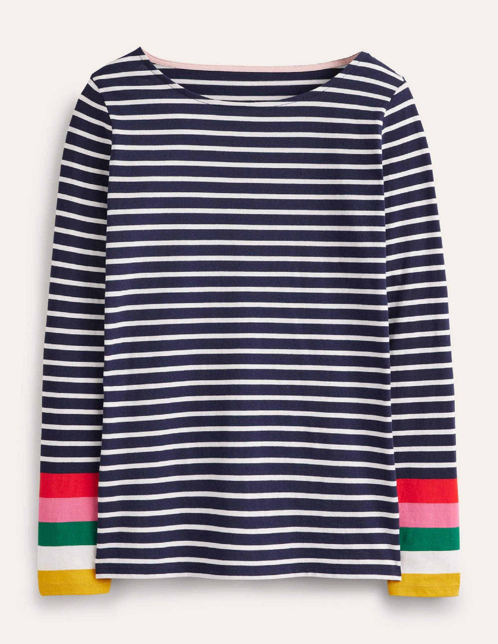 Ella Long Sleeve Breton-Navy, Multi Cuff - Image 8