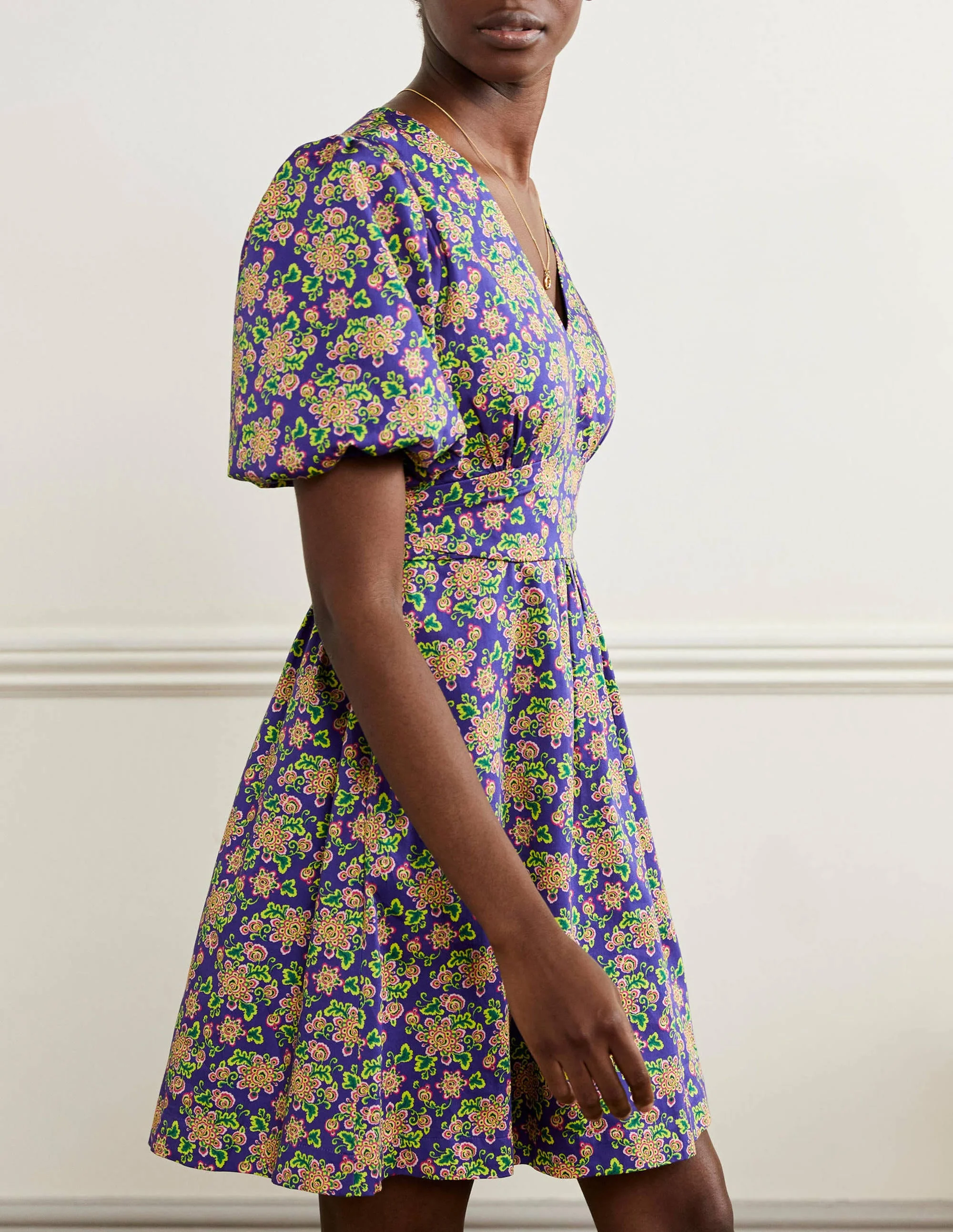 Ella Puff Sleeve Dress-Atlantic Ocean, Wild Blooms - Image 4