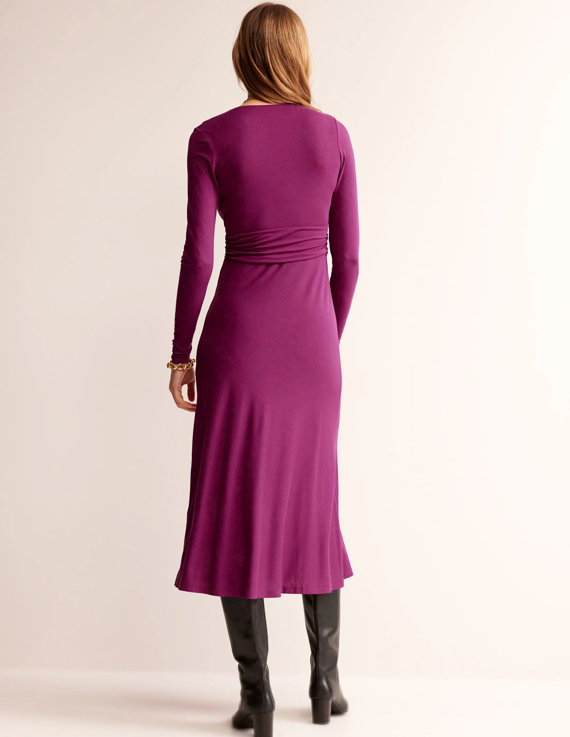 Elodie Empire Midi Dress-Damson Berry - Image 3