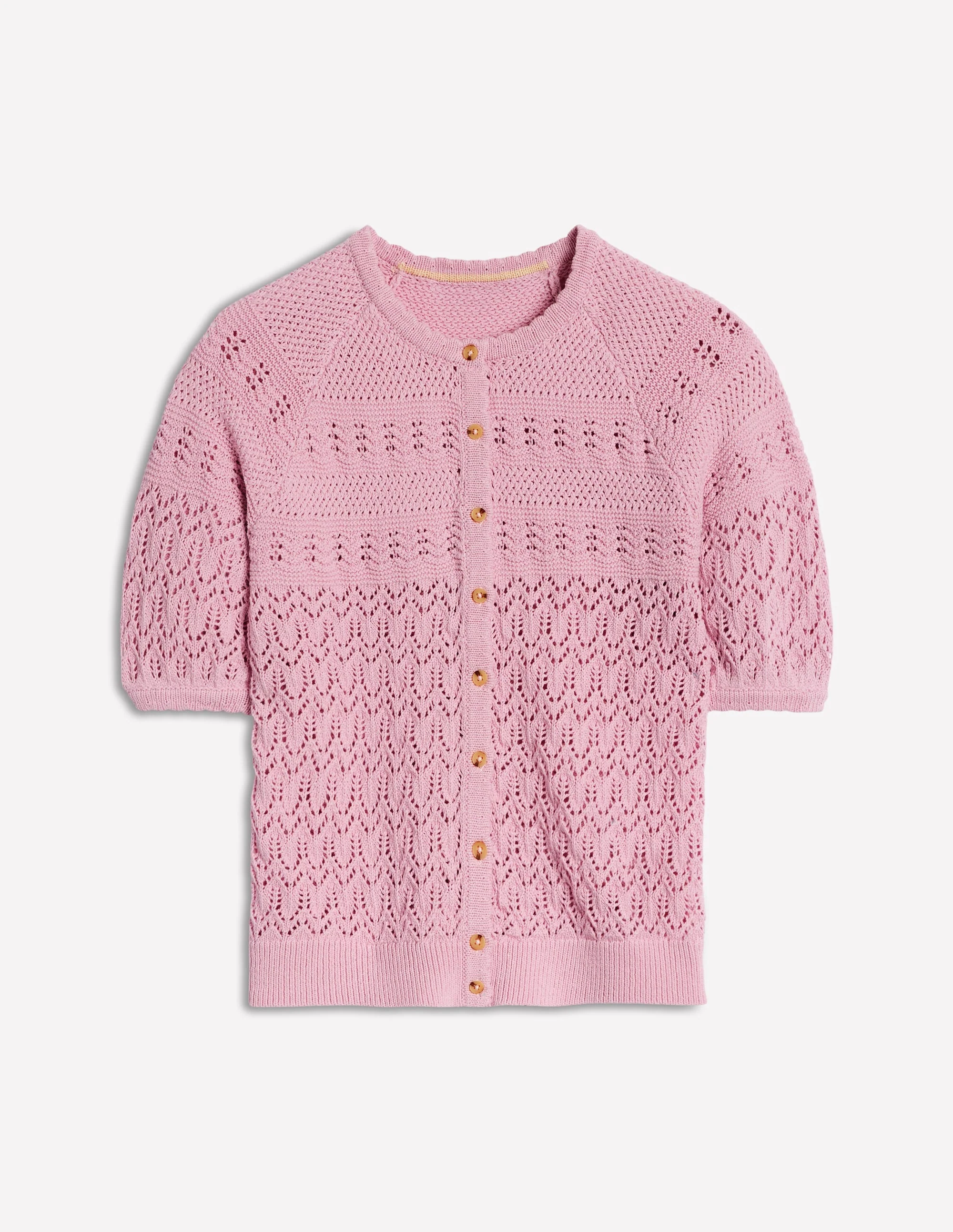Elodie Stitch Crew Cardigan-Soft Pink - Image 6