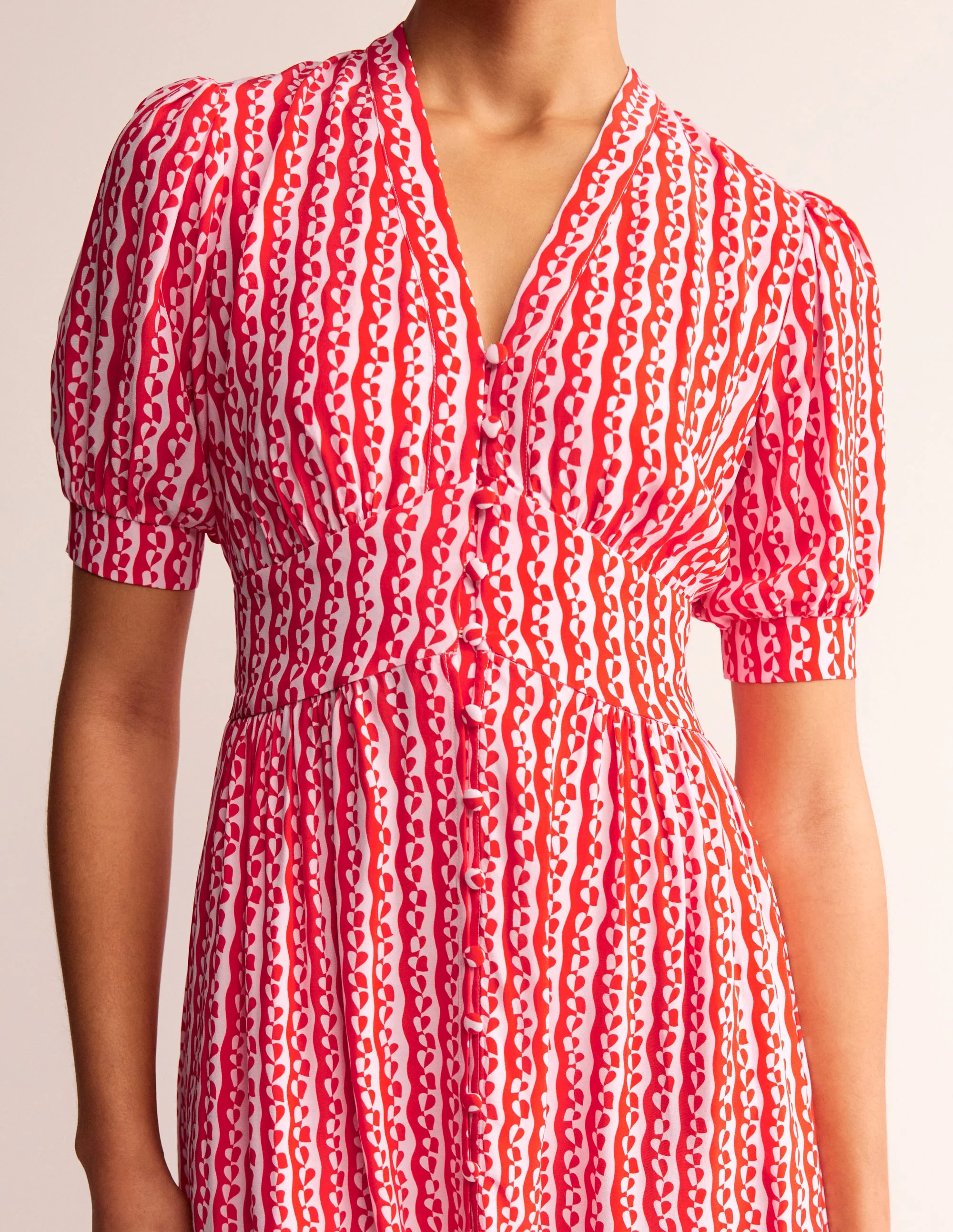 Elsa Midi Tea Dress-Orchid Pink, Abstract Heart - Image 2