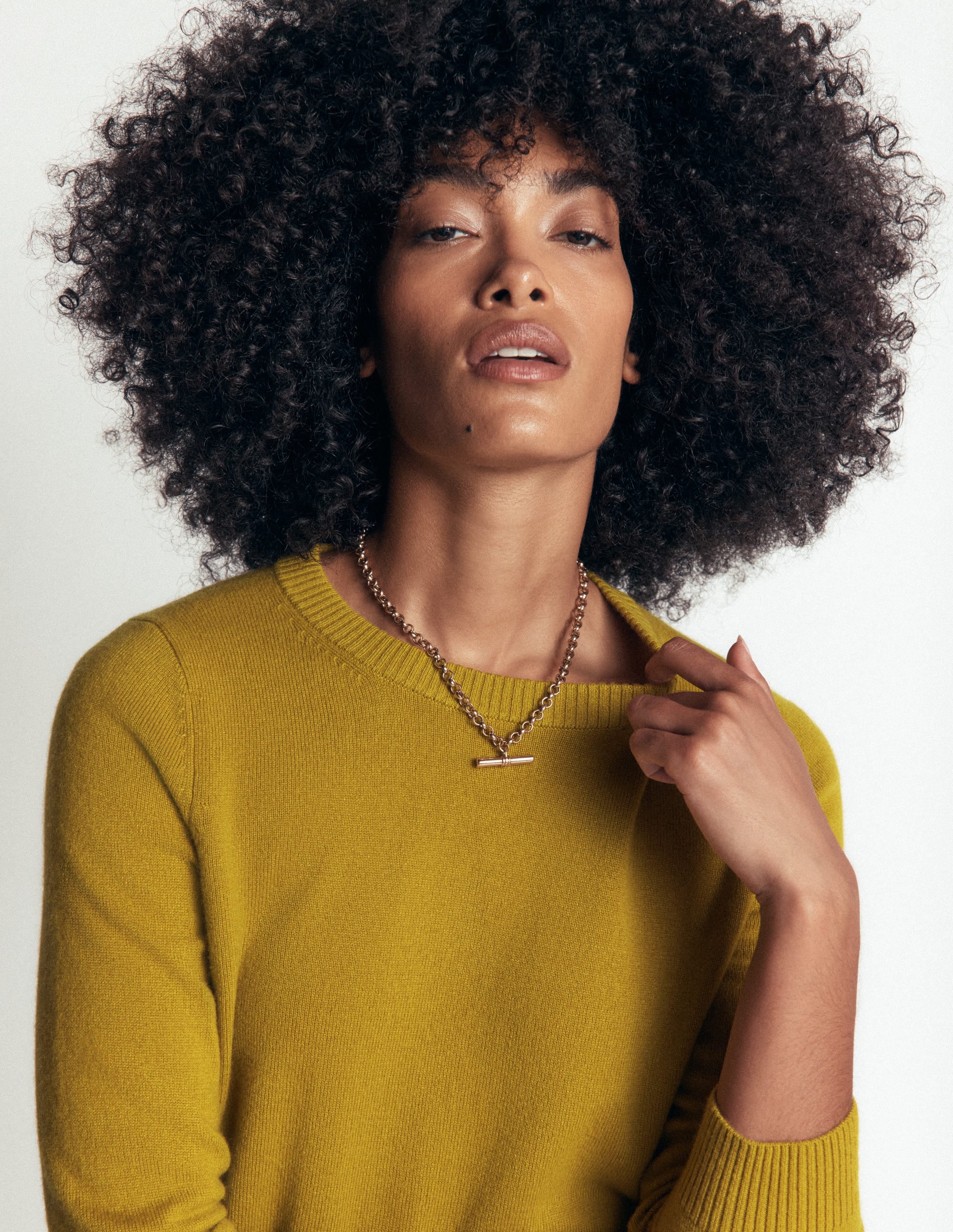 Elsie Cashmere Crew Jumper-Spiced Yellow - Image 2