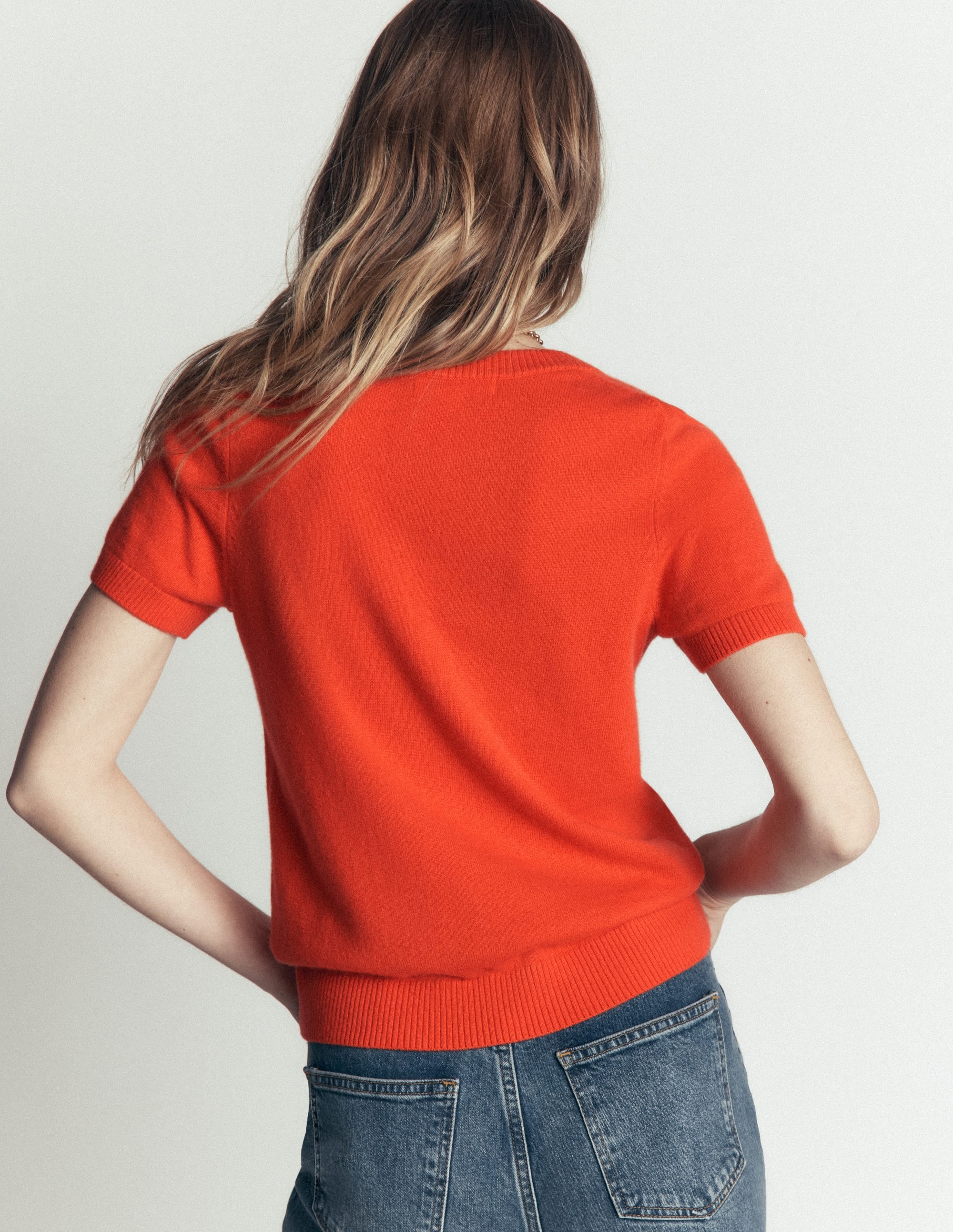 Elsie Cashmere Crew T-shirt-Orange Lily - Image 2