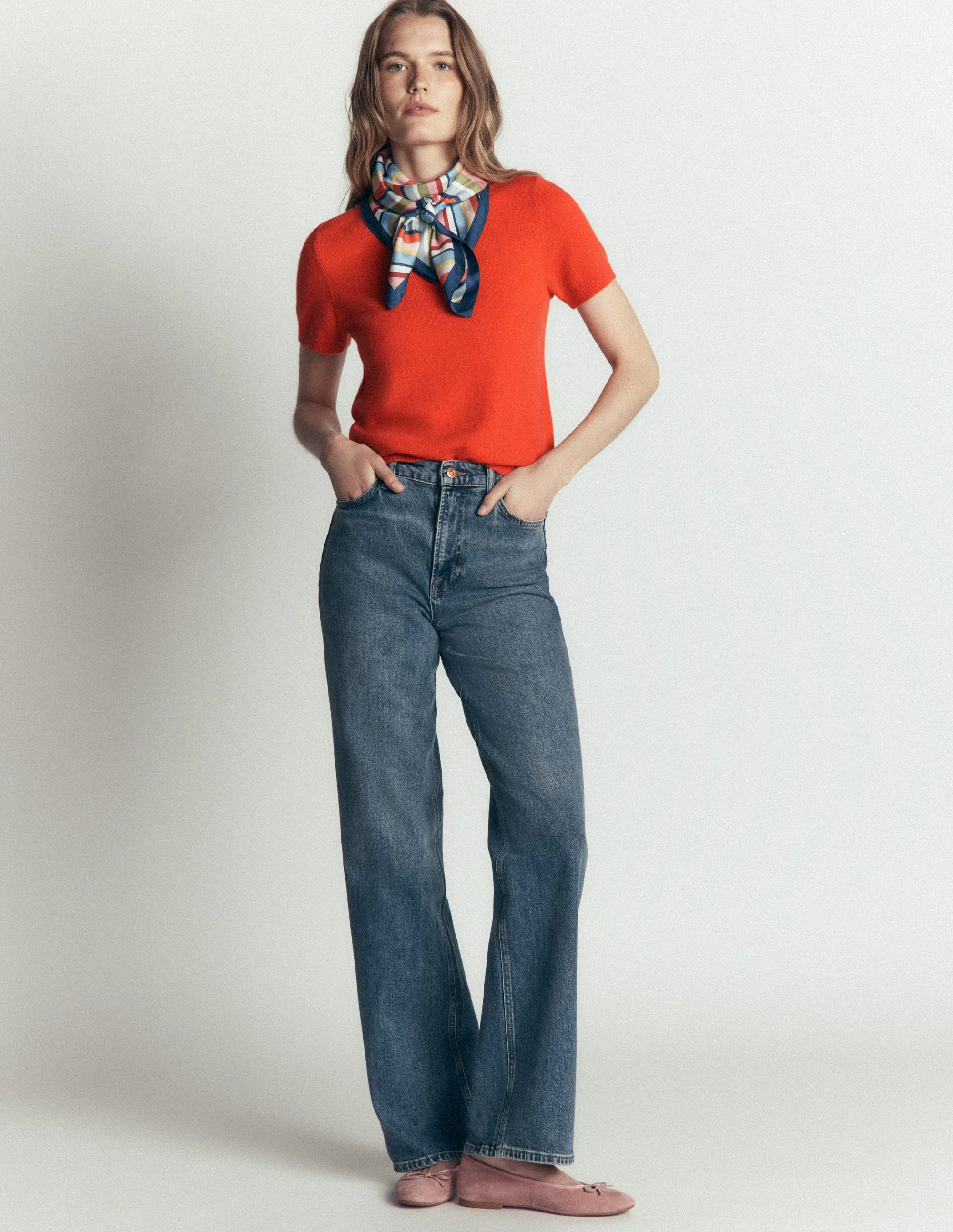 Elsie Cashmere Crew T-shirt-Orange Lily - Image 3