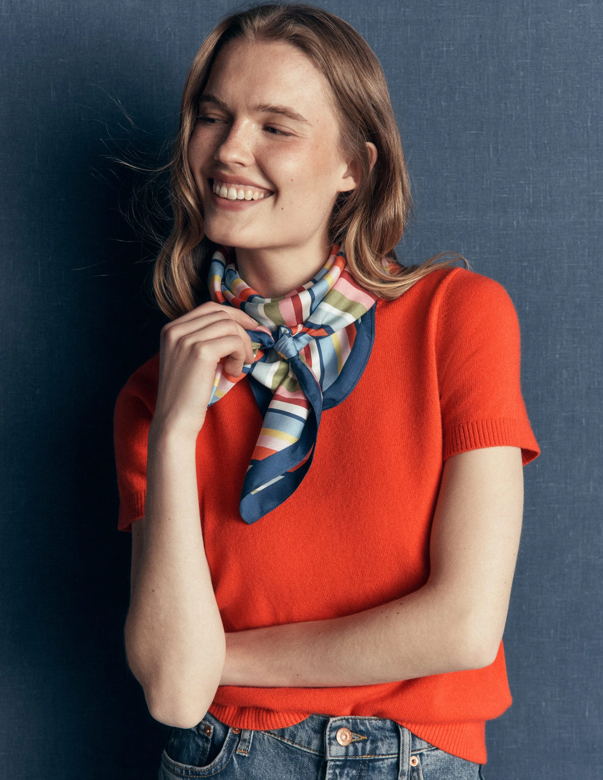 Elsie Cashmere Crew T-shirt-Orange Lily - Image 6