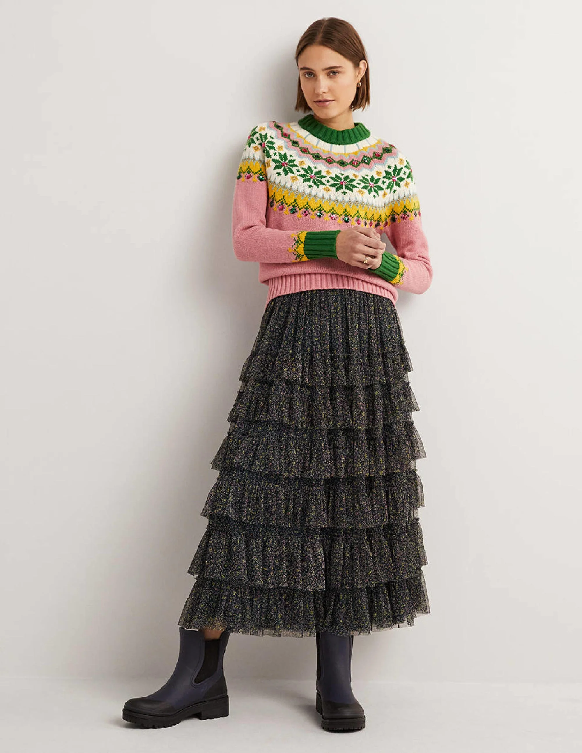 Embellished Fair Isle Jumper-Pink, Embellished Fair Isle - Image 4