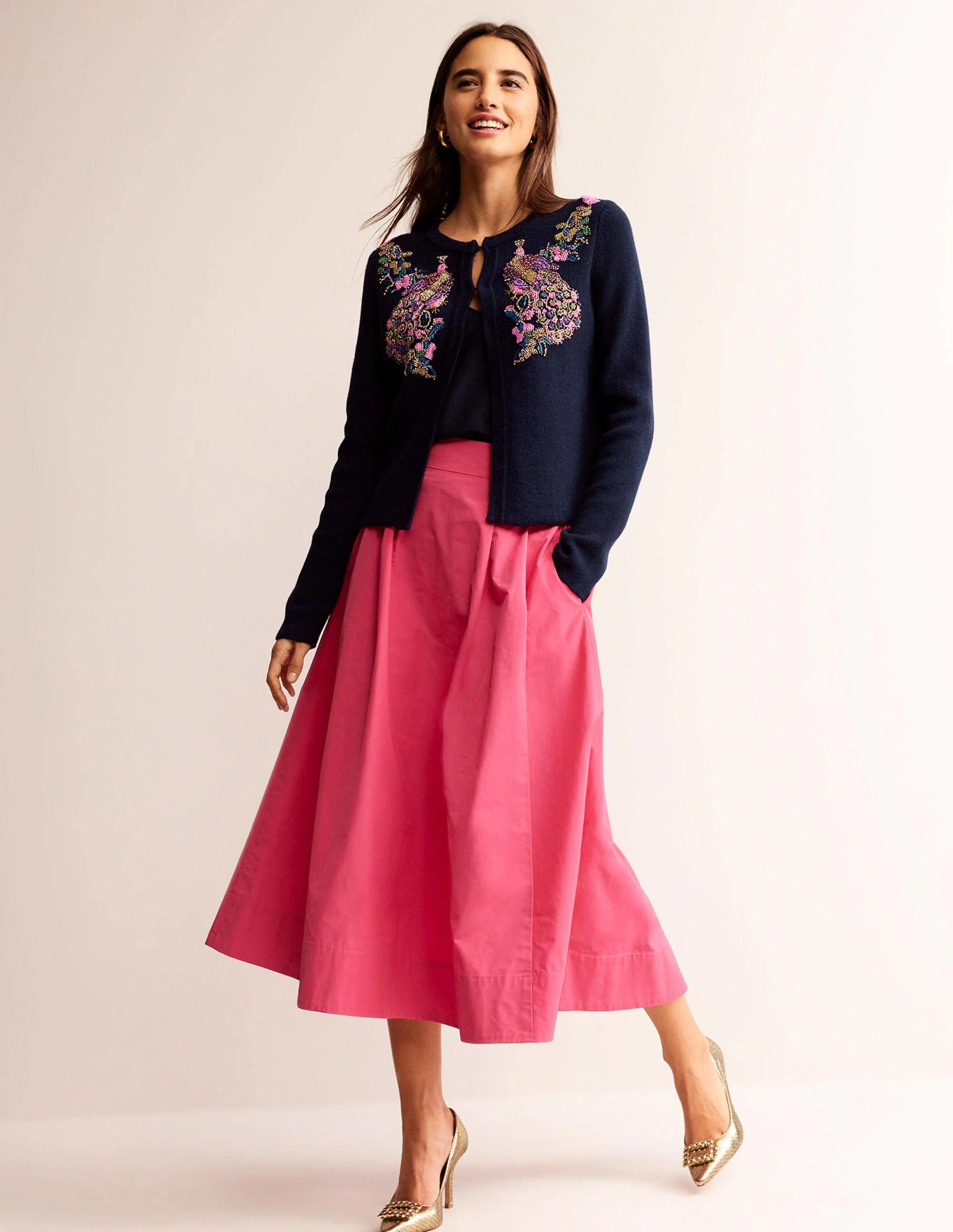 Embellished Knitted Jacket-Navy - Image 4