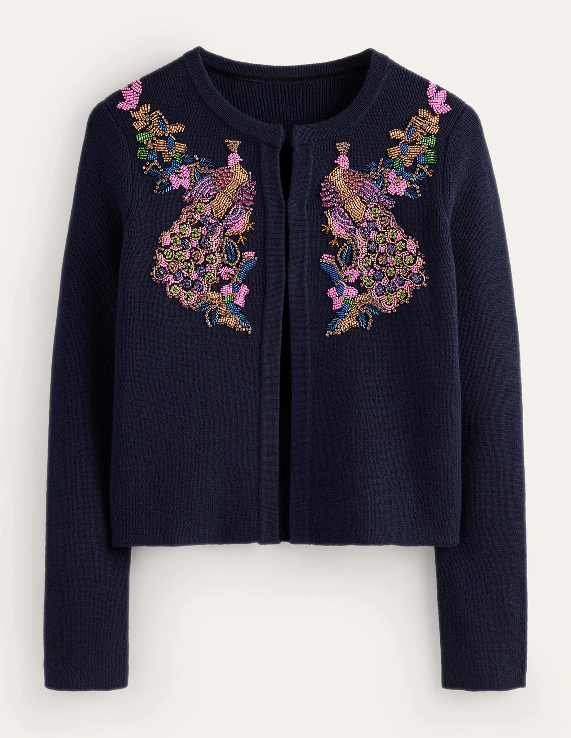 Embellished Knitted Jacket-Navy - Image 6
