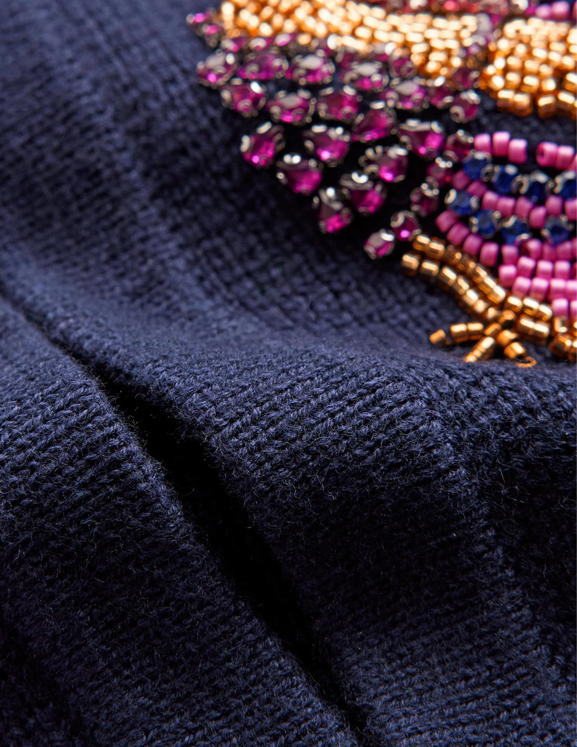 Embellished Knitted Jacket-Navy - Image 7