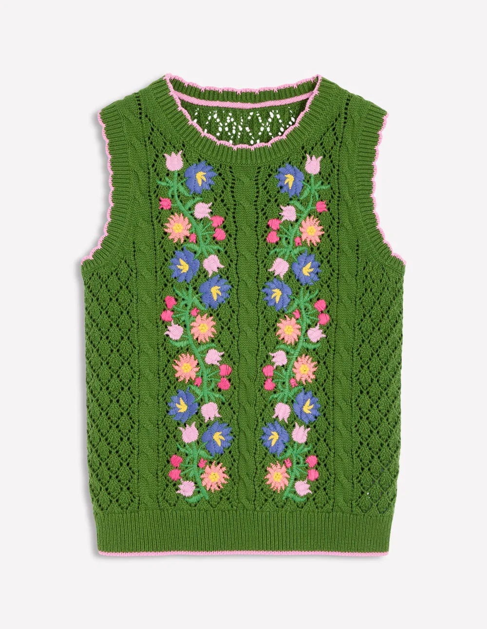 Embroidered Cotton Tank-Paradise Green - Image 6