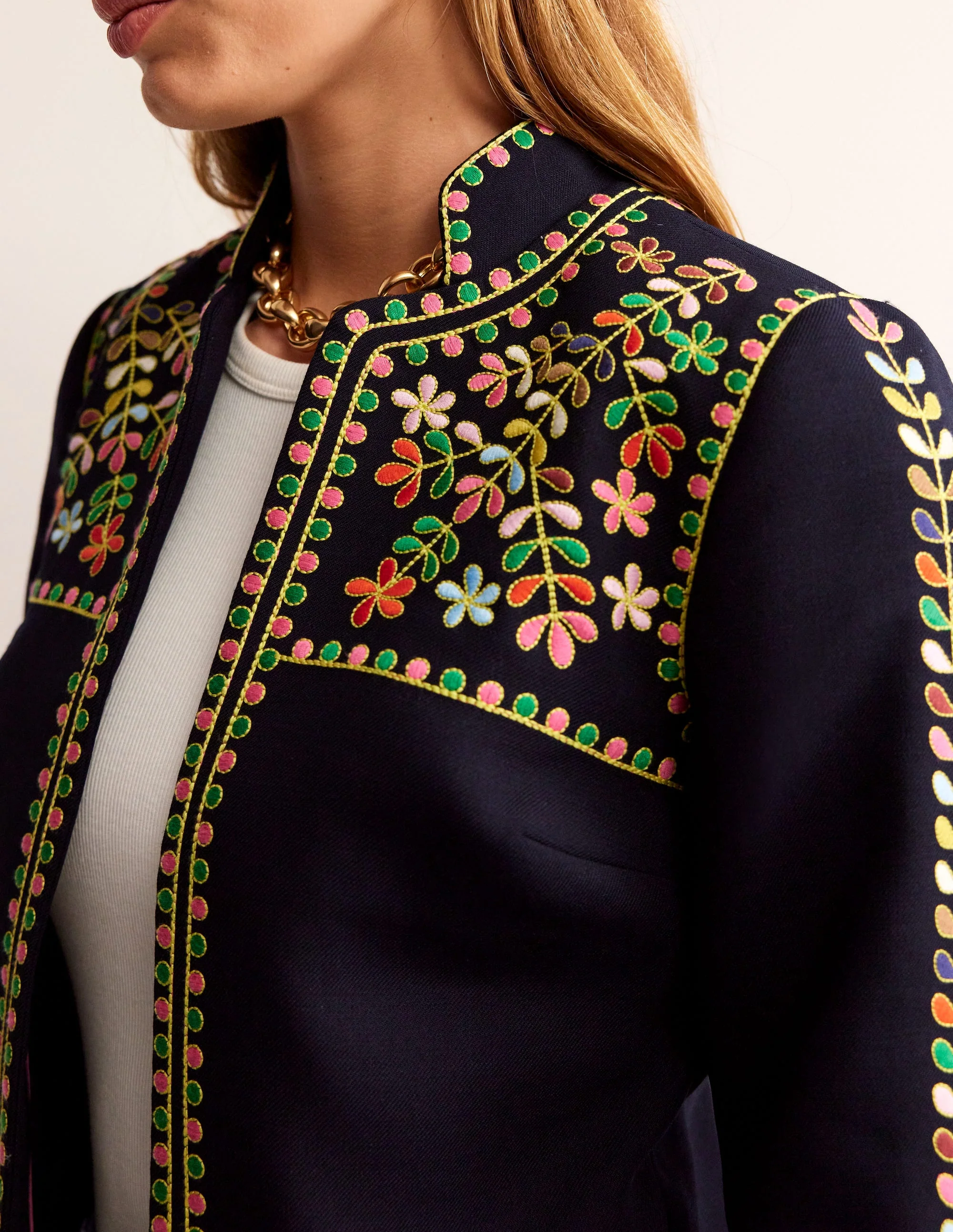Embroidered Icon Jacket-Navy - Image 2