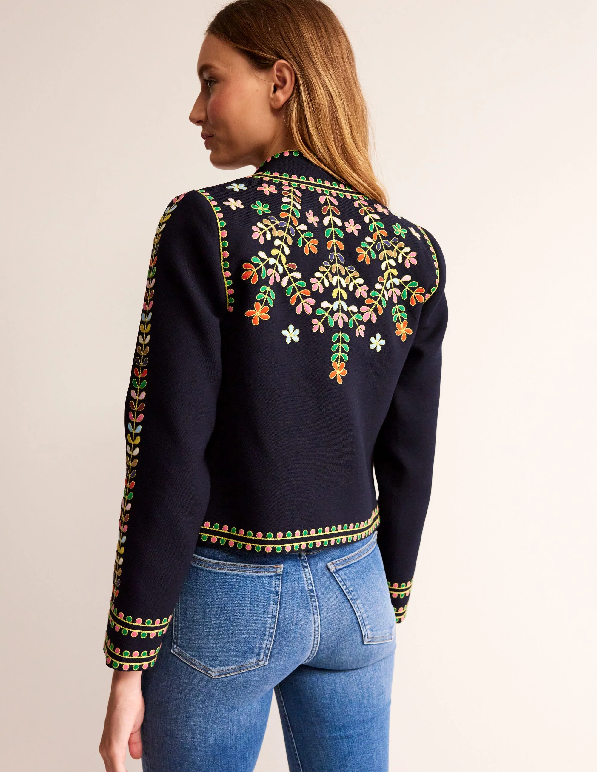 Embroidered Icon Jacket-Navy - Image 3