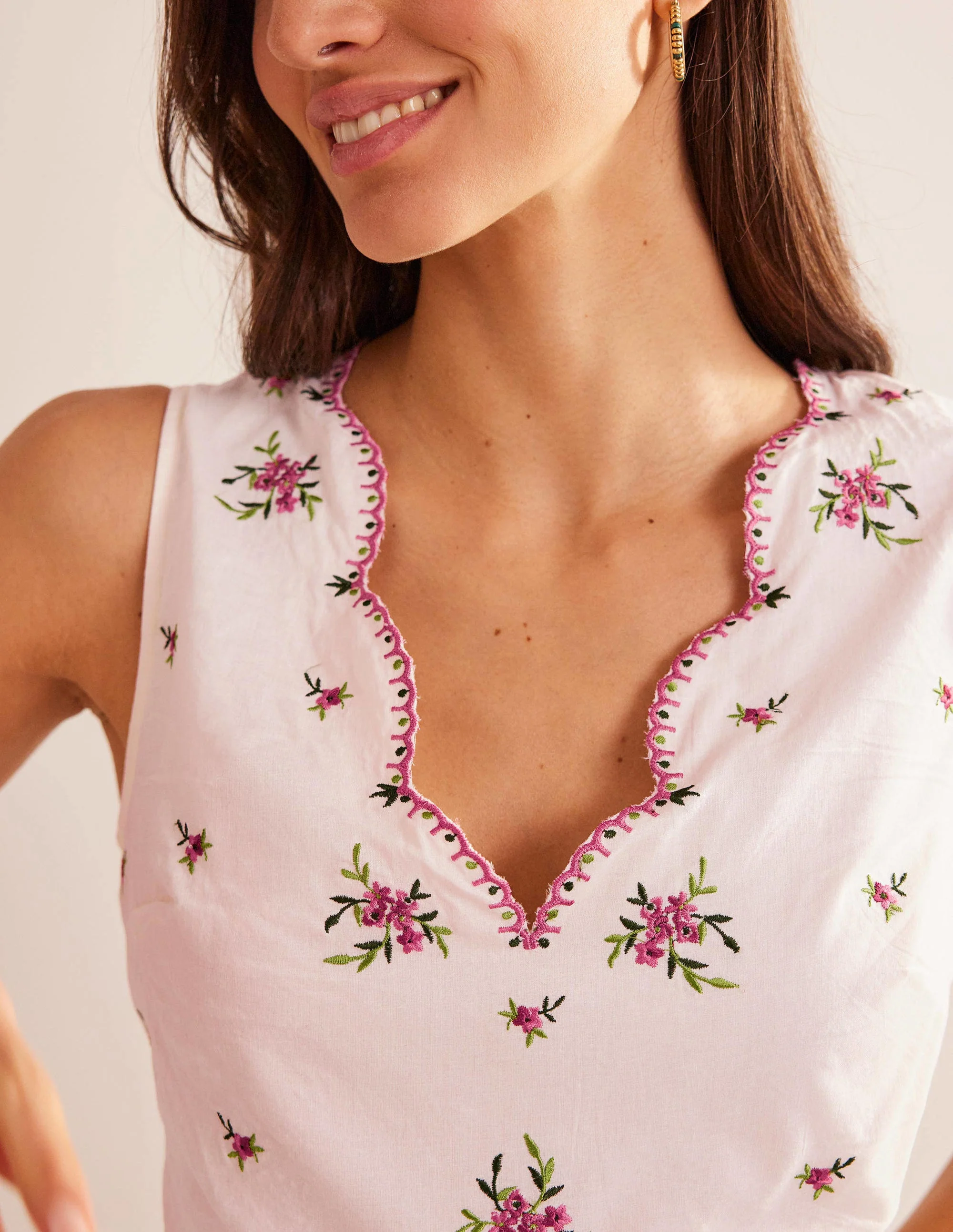 Embroidered Tiered Midi Dress-Ivory - Image 2