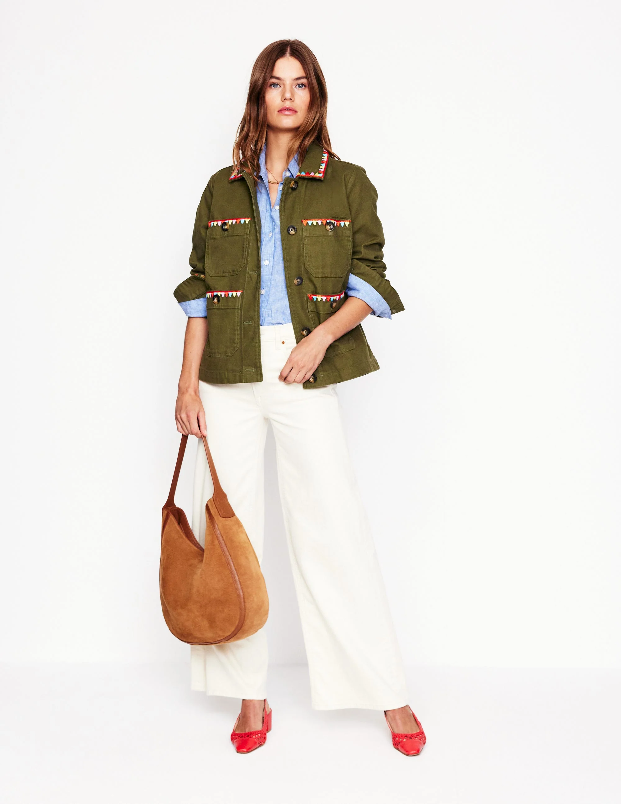 Embroidered Utility Jacket-Woodland Green - Image 5
