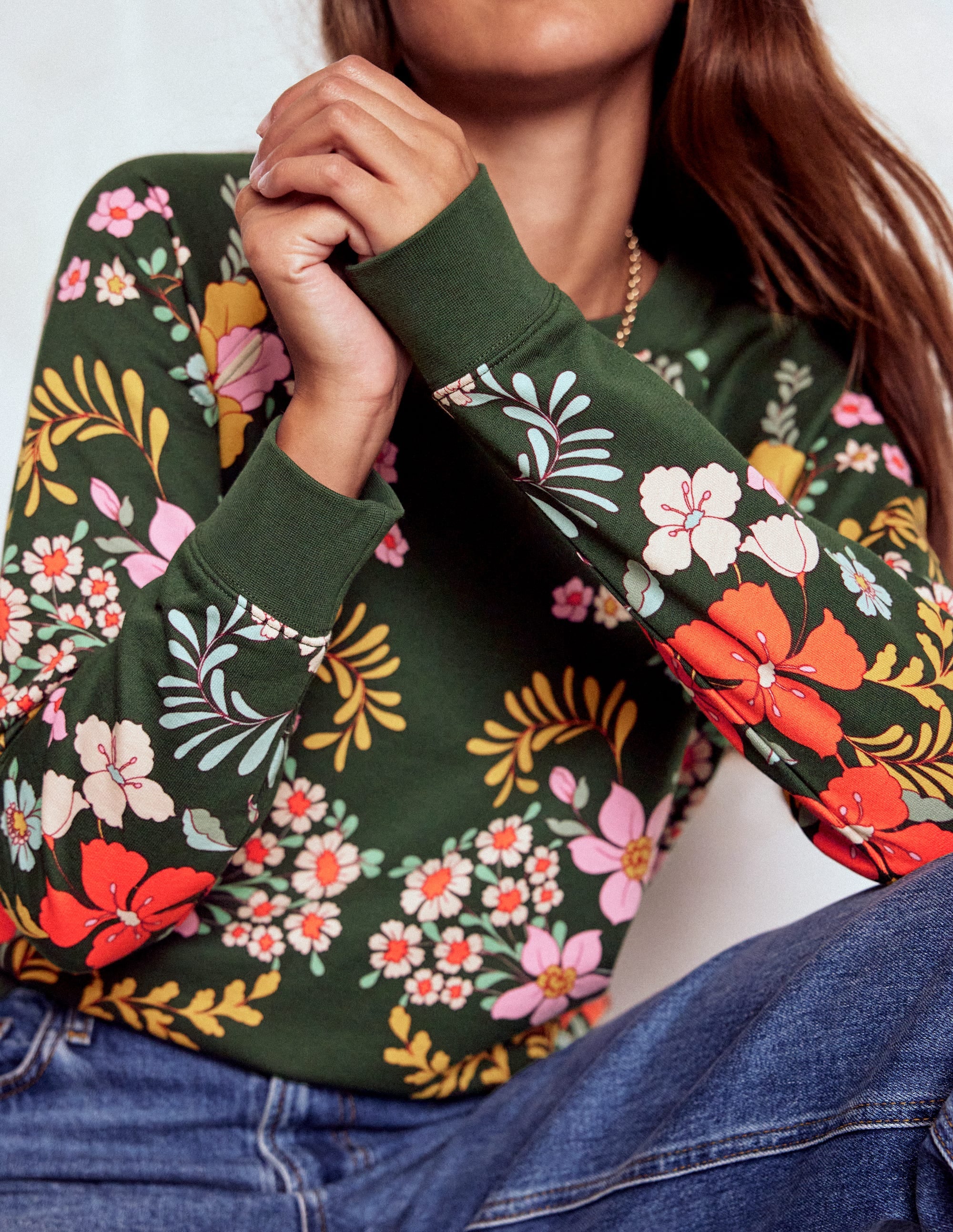 Emi Printed Sweatshirt-Forest, Flourishing Garden - Image 2