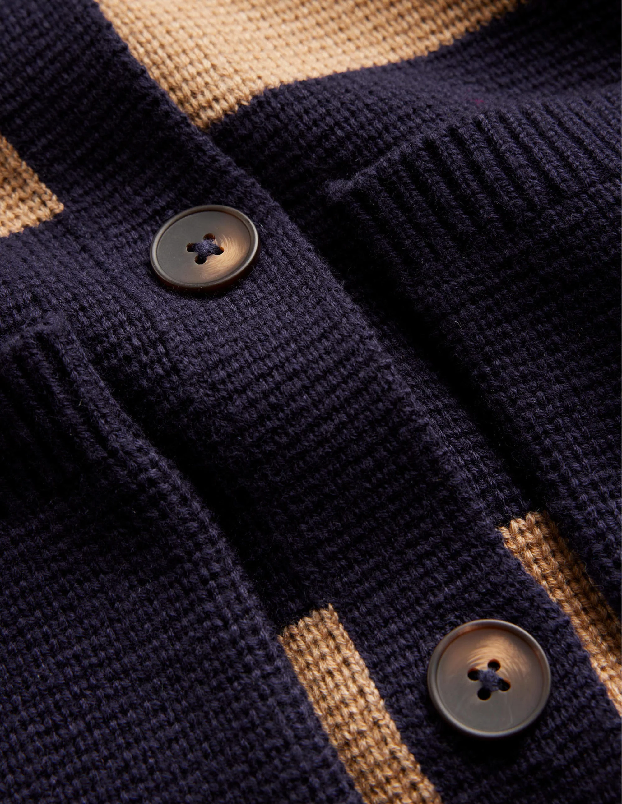 Emily Wool Blend Cardigan-Navy and Camel Melange - Image 6