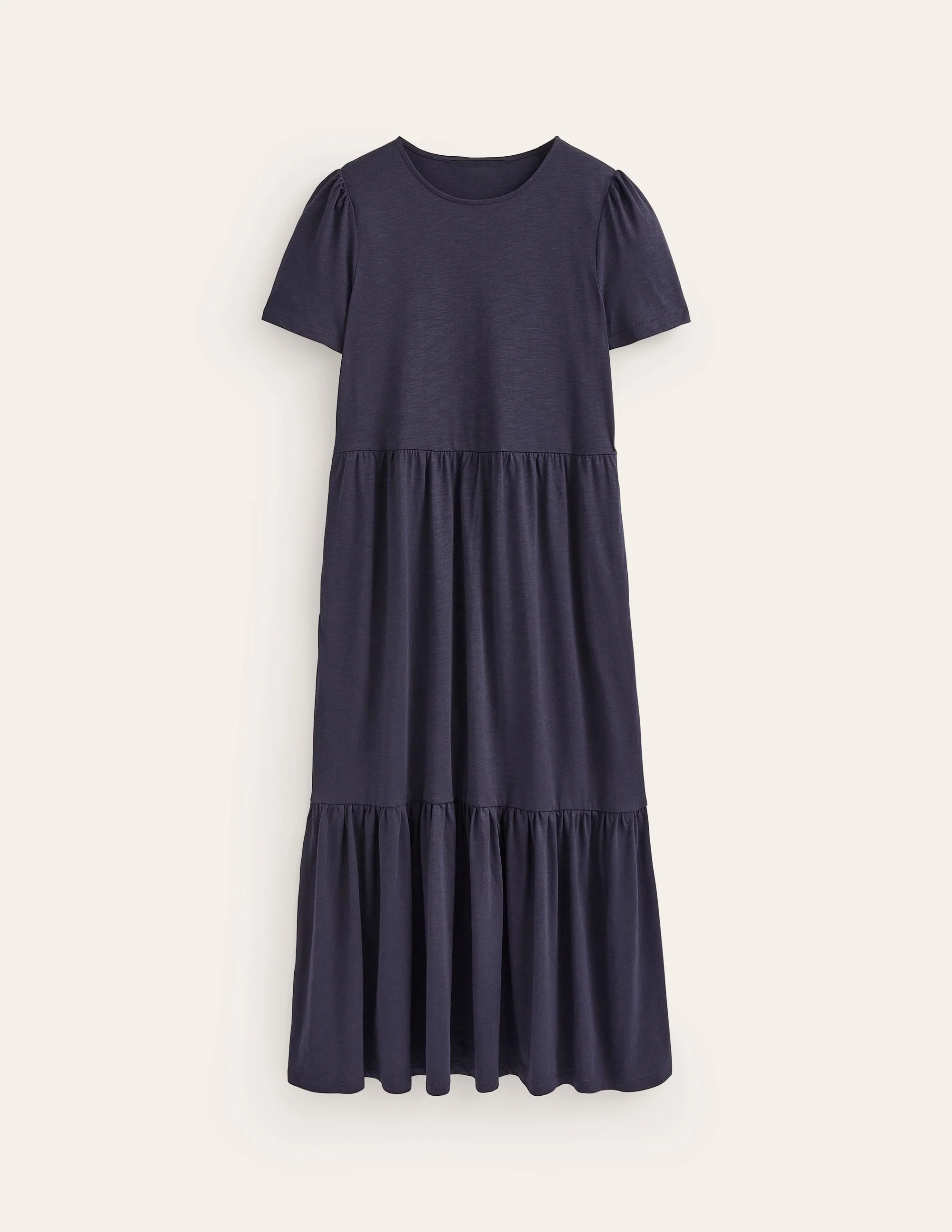 Emma Tiered Jersey Midi Dress-Navy - Image 5