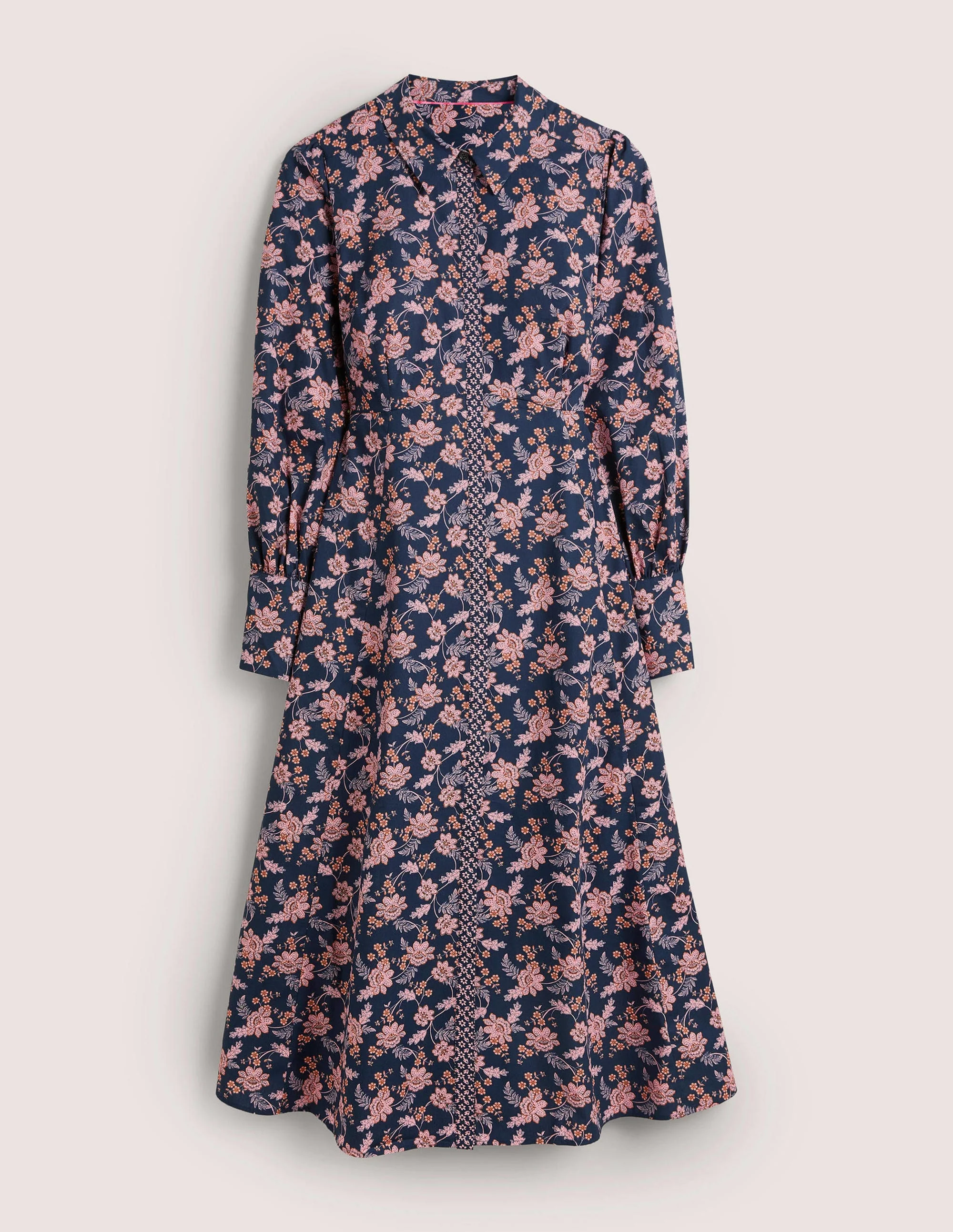 Empire Midi Shirt Dress-Navy, Chintz Bloom - Image 6