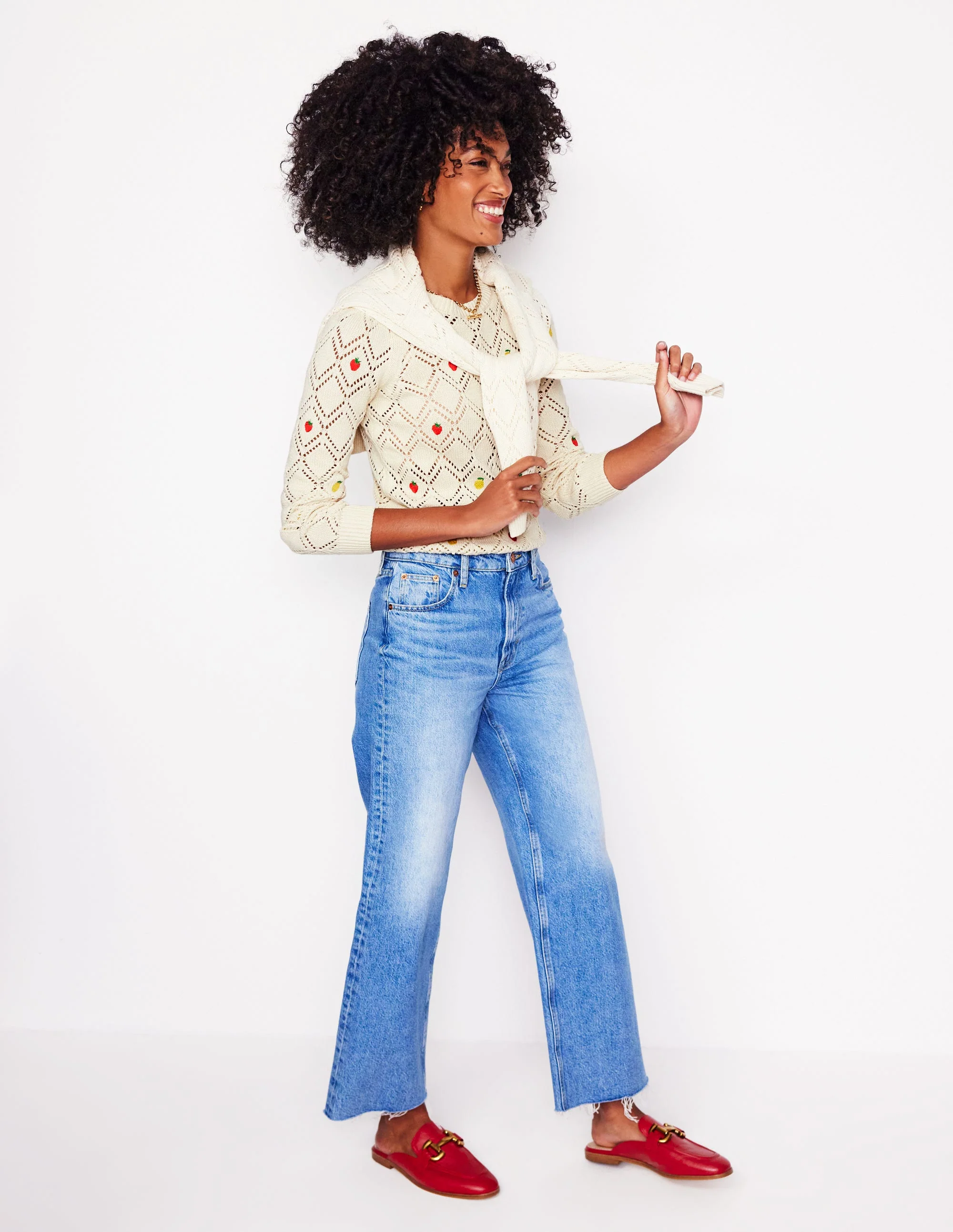 Enid Embroidered Jumper-Warm Ivory, Fruit - Image 5