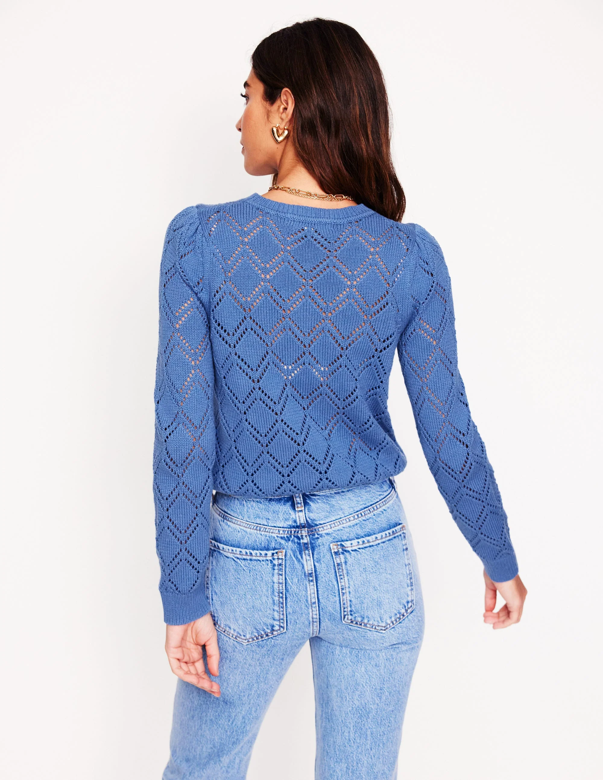 Enid Puff Sleeve Jumper-Blue River - Image 3