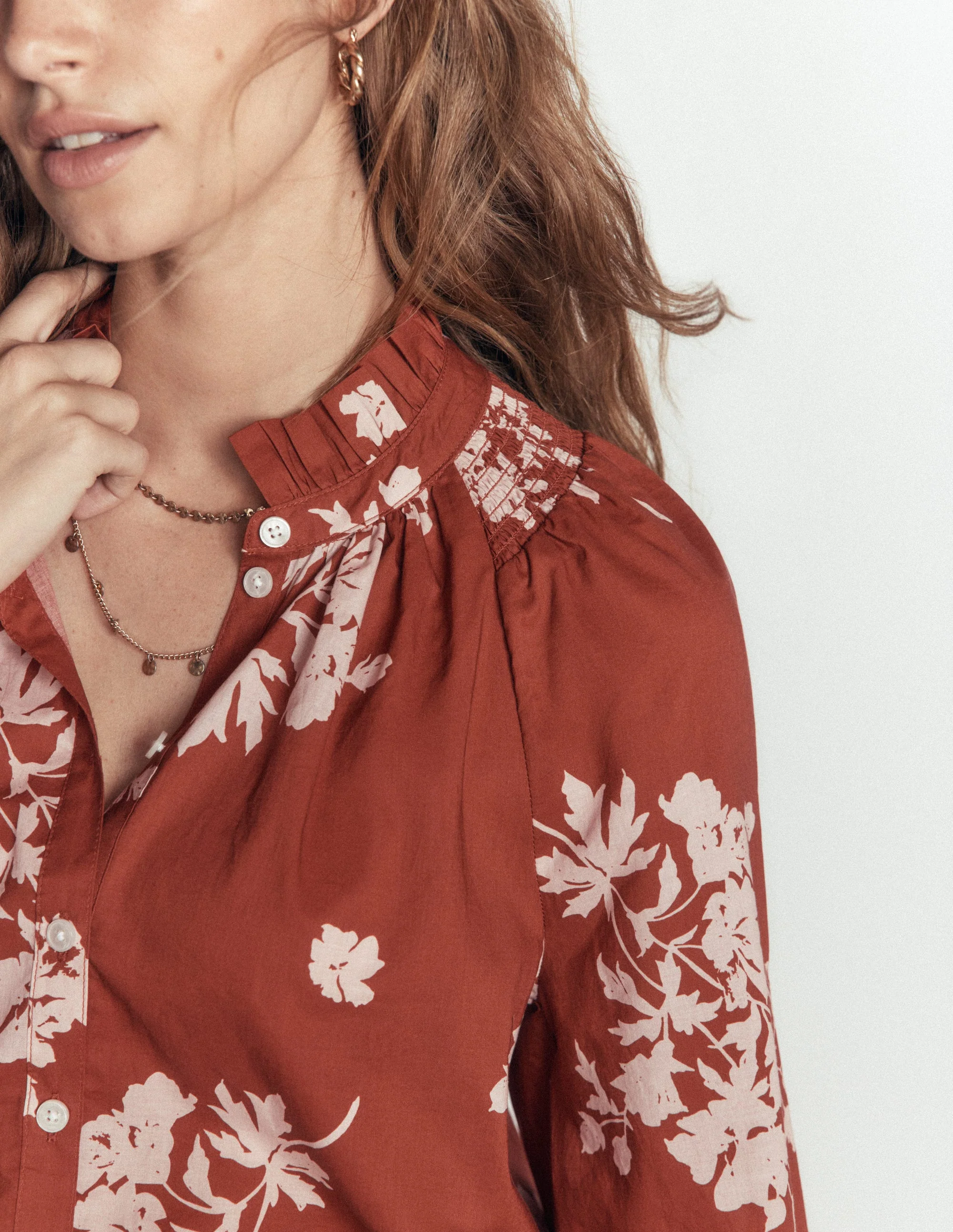 Erica Cotton Frill Top-Spice, Flecked Bunch - Image 2