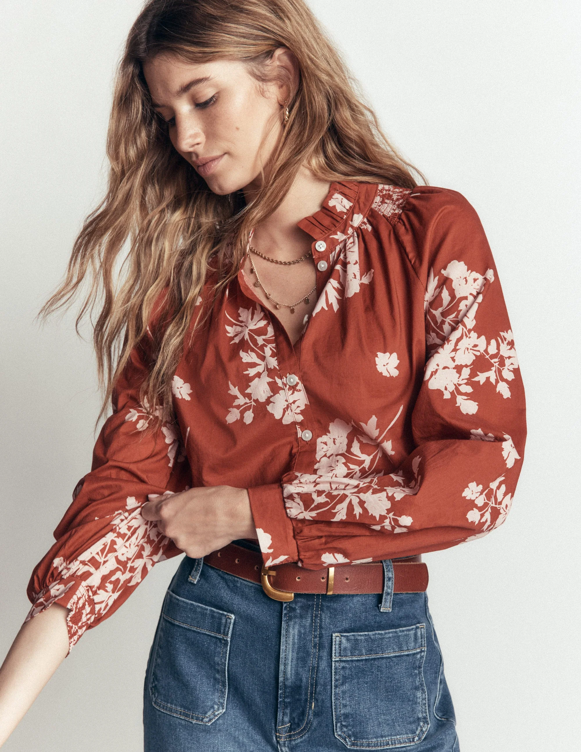 Erica Cotton Frill Top-Spice, Flecked Bunch - Image 4