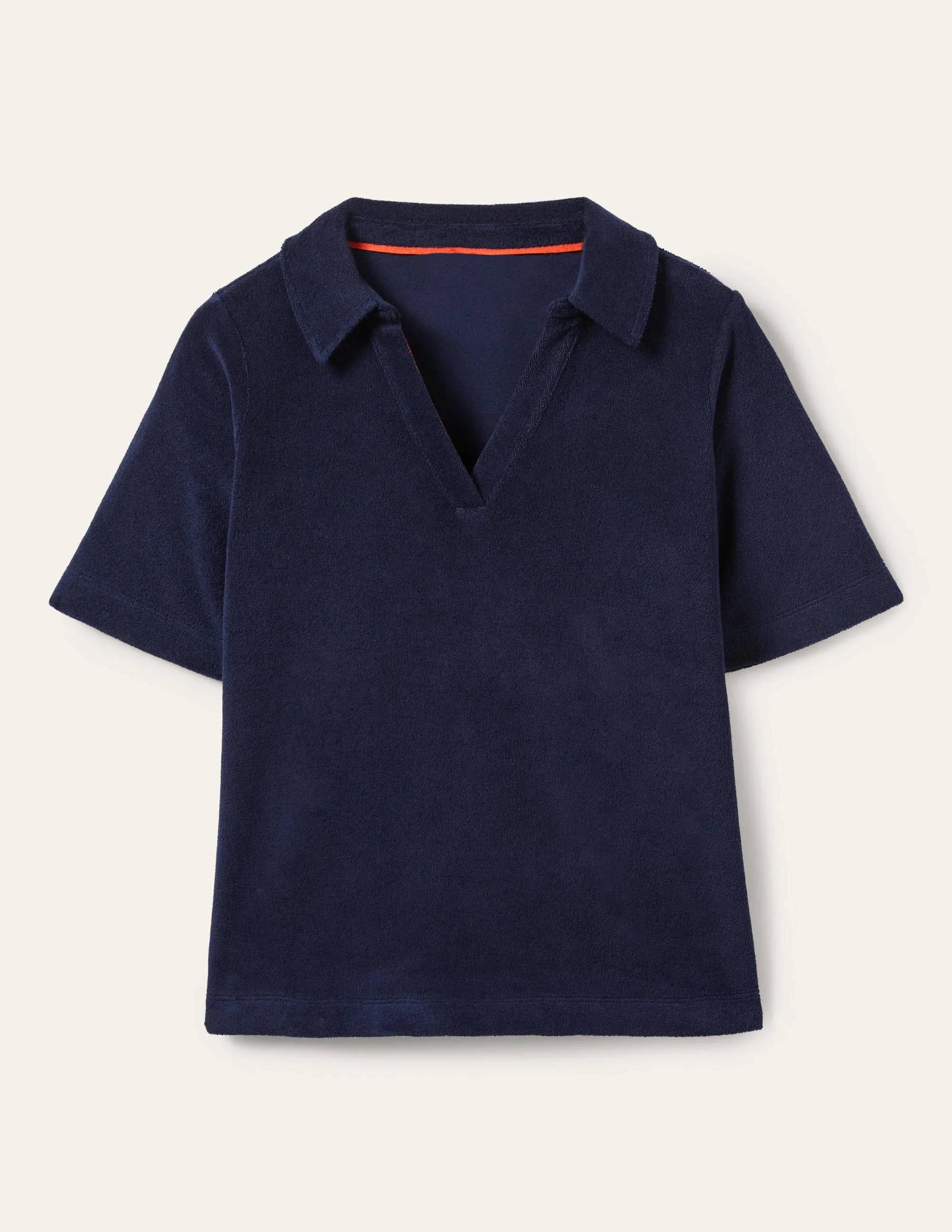 Erica Towelling Polo Top-Navy - Image 5