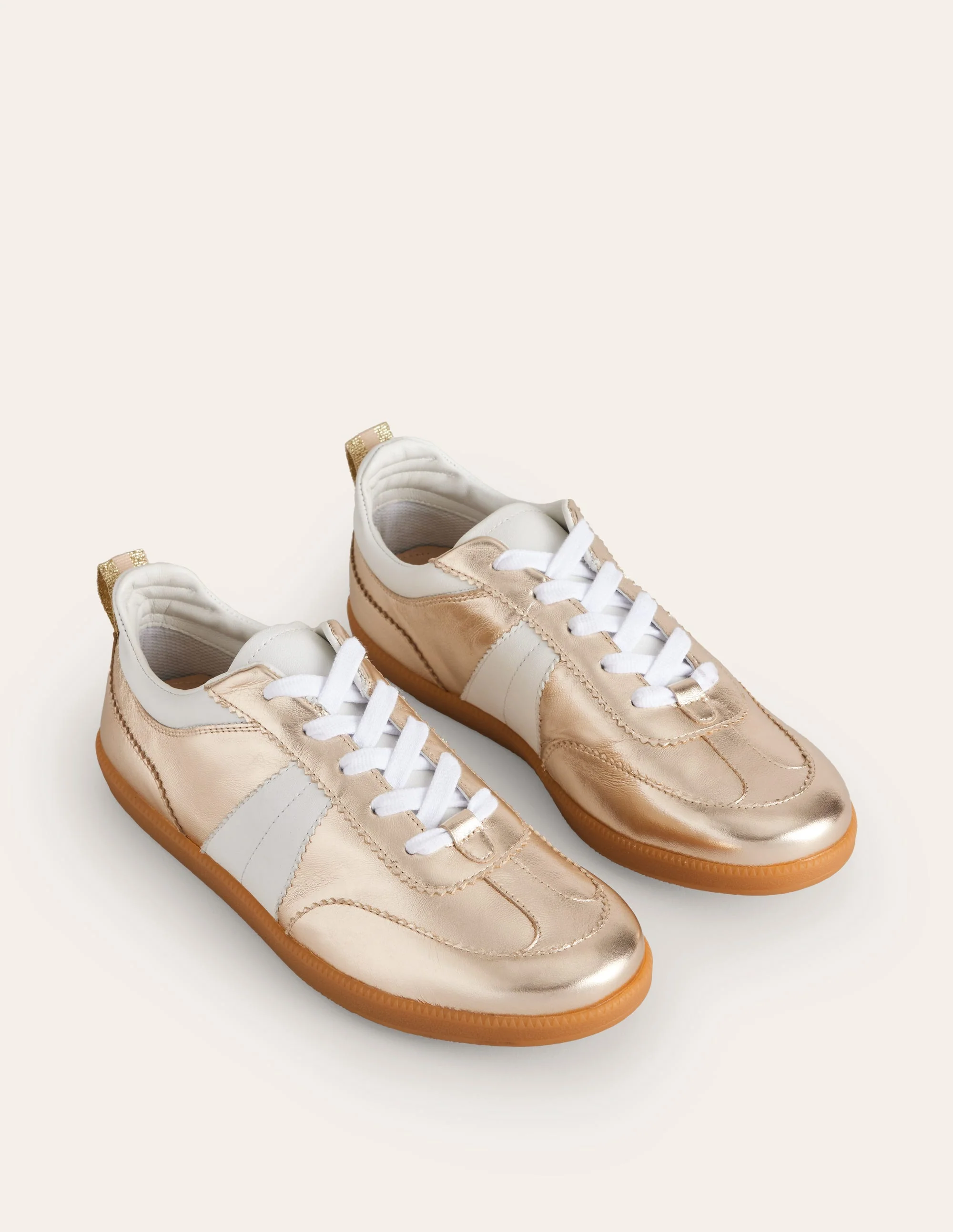 Erin Retro Tennis Trainers-Gold Mix - Image 3