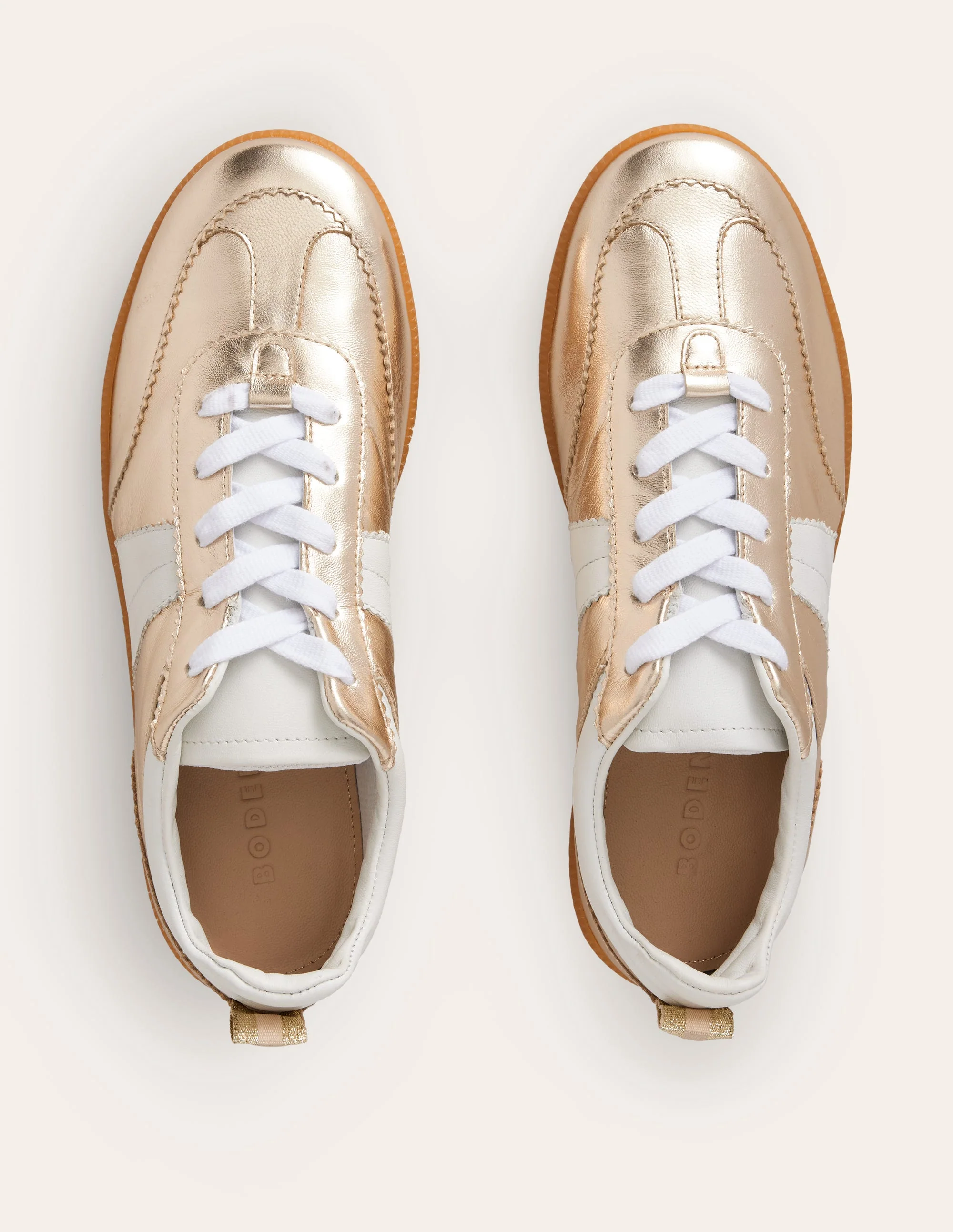 Erin Retro Tennis Trainers-Gold Mix - Image 4
