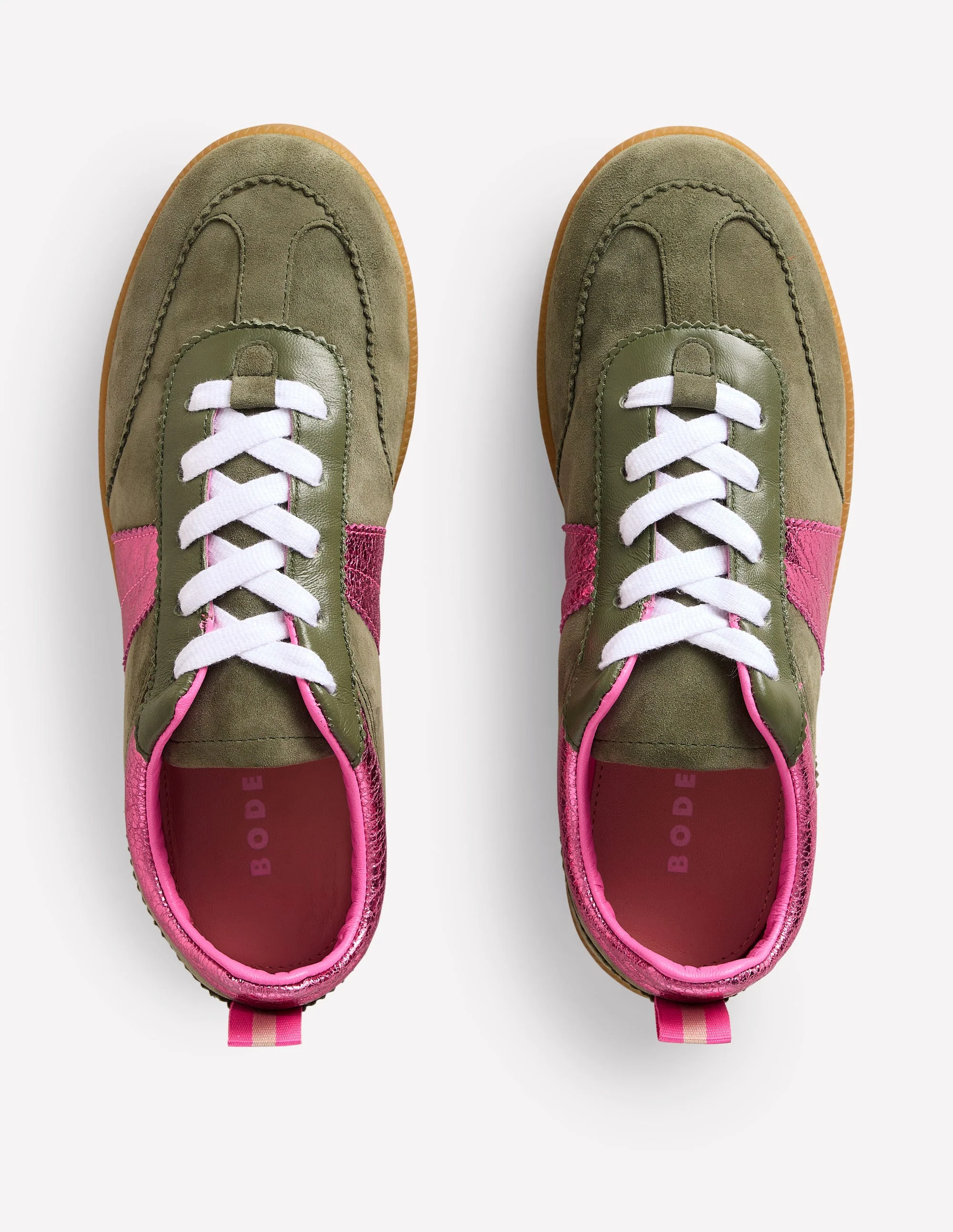 Erin Retro Tennis Trainers-Khaki/Bright Pink - Image 5