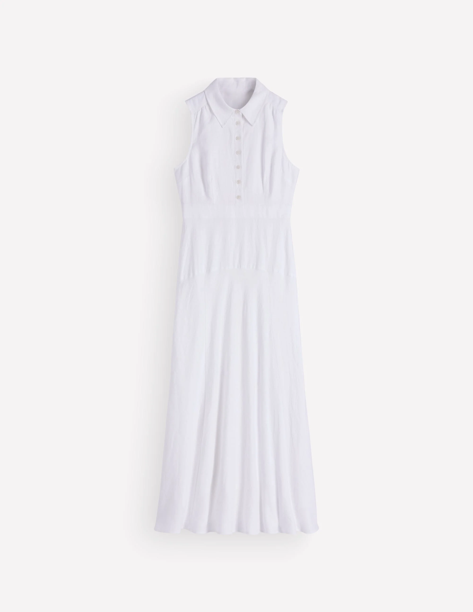 Erma Drop Waist Linen Dress-White - Image 7